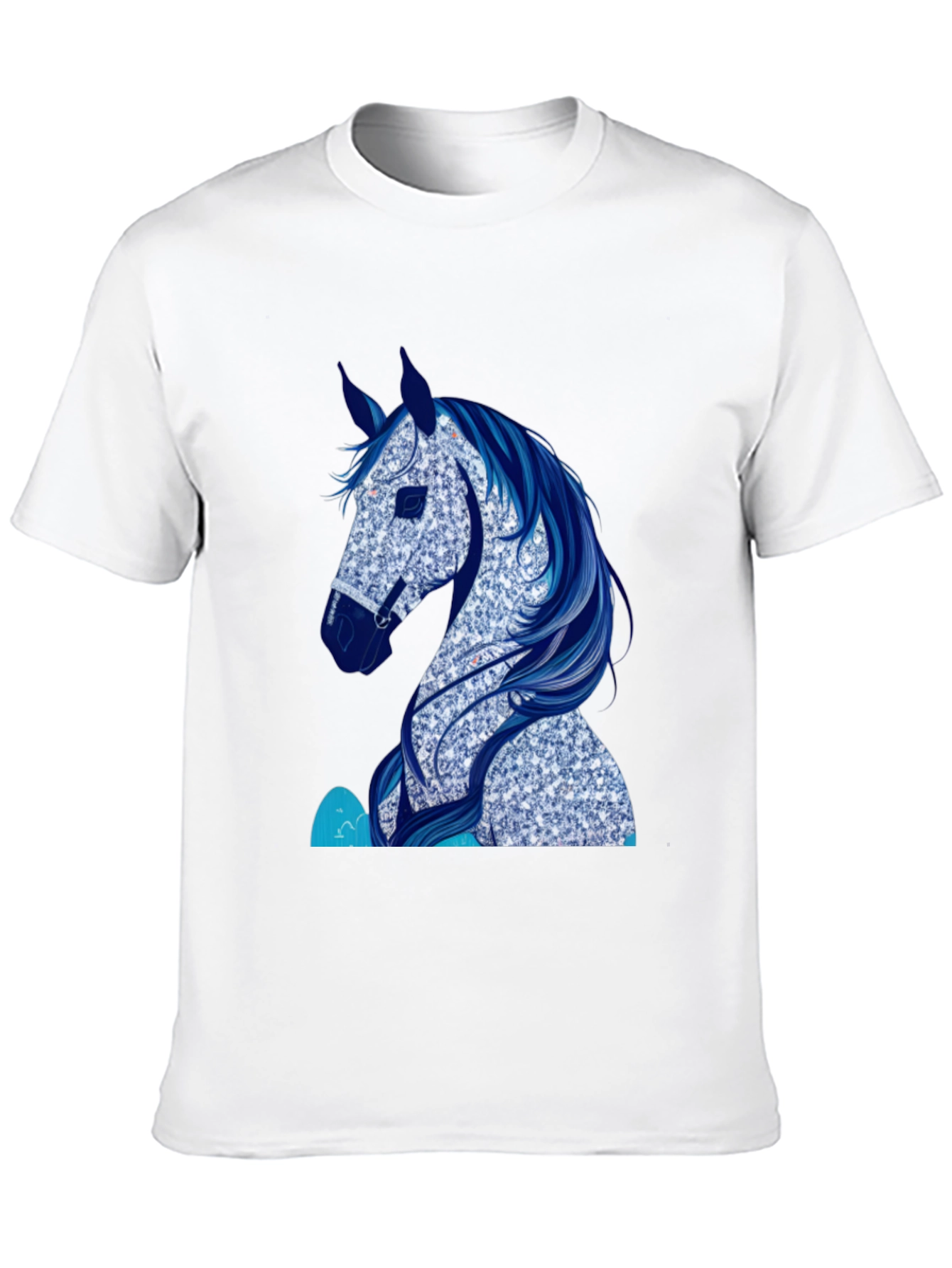 Horse Graphic Tee - Black Cotton Blend T-Shirt