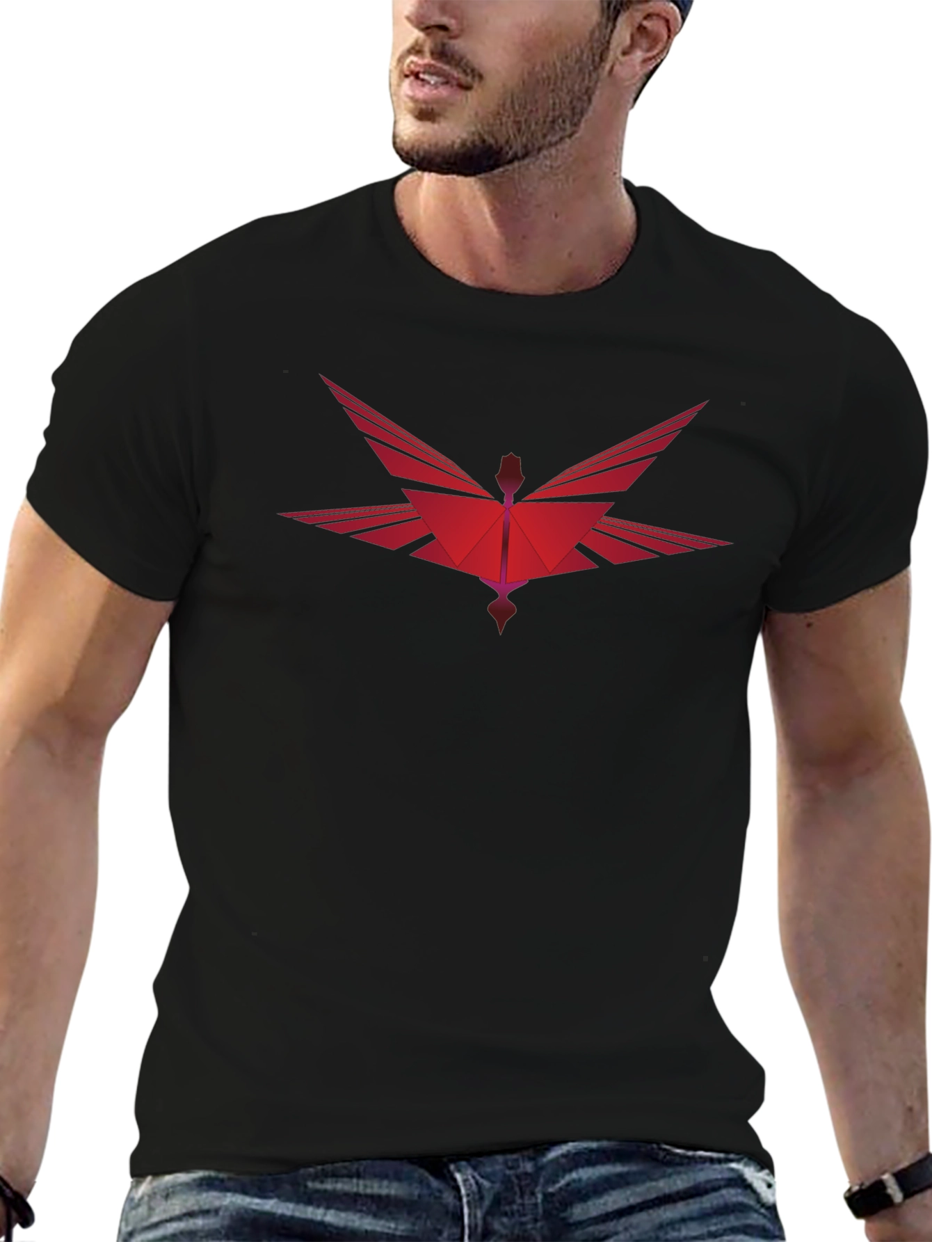 Abstract Phoenix Graphic Tee - Modern Black T-Shirt
