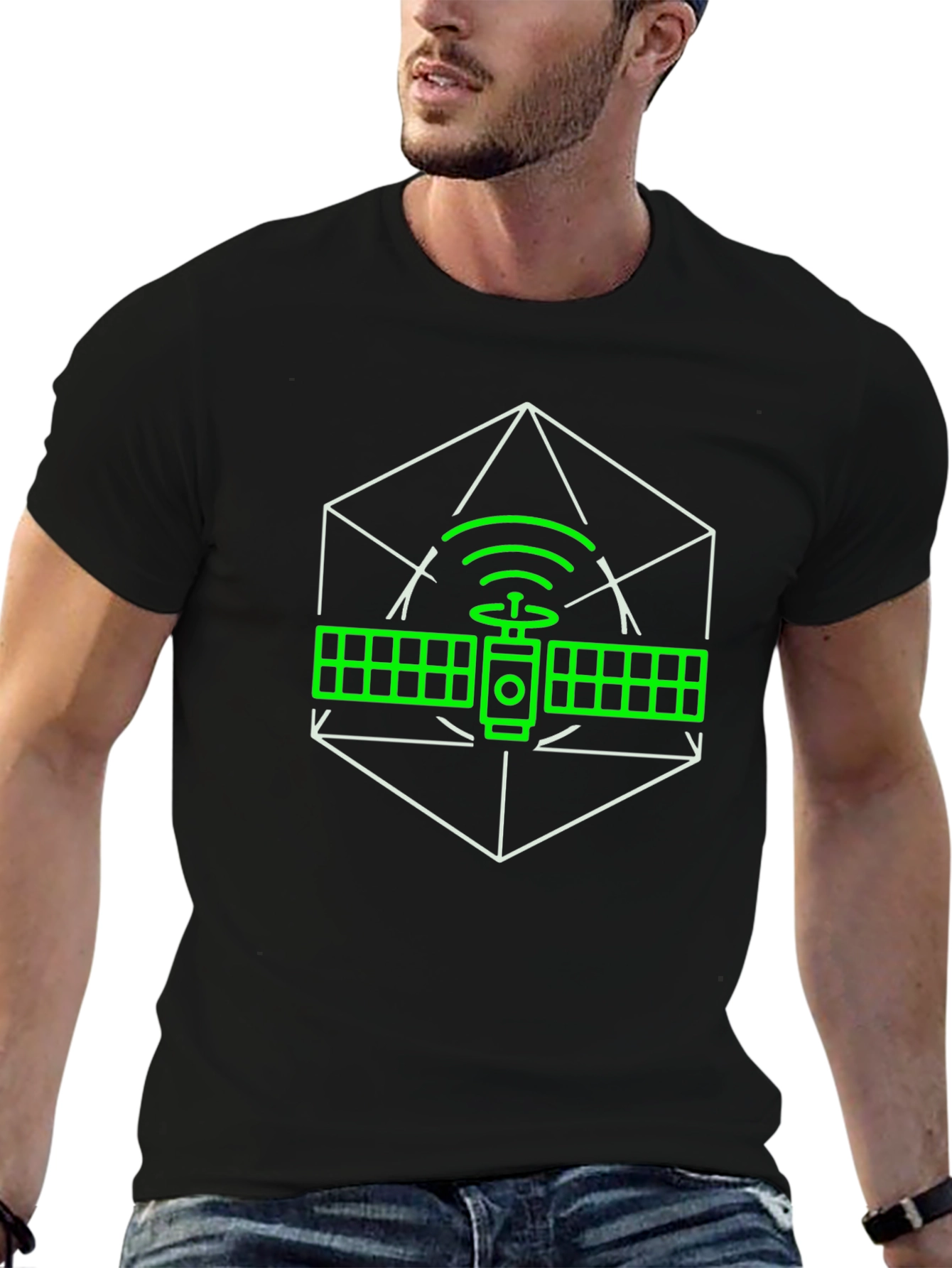 Satellite Graphic T-Shirt - Modern Tech Design
