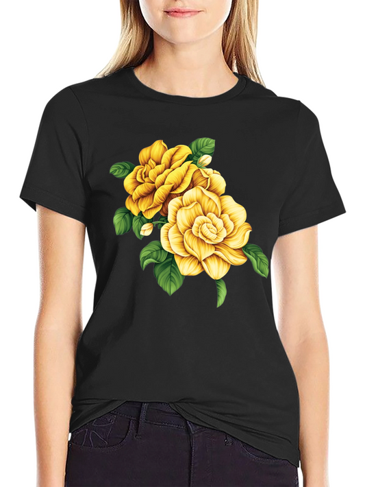 Floral Graphic Tee - Yellow Rose Design