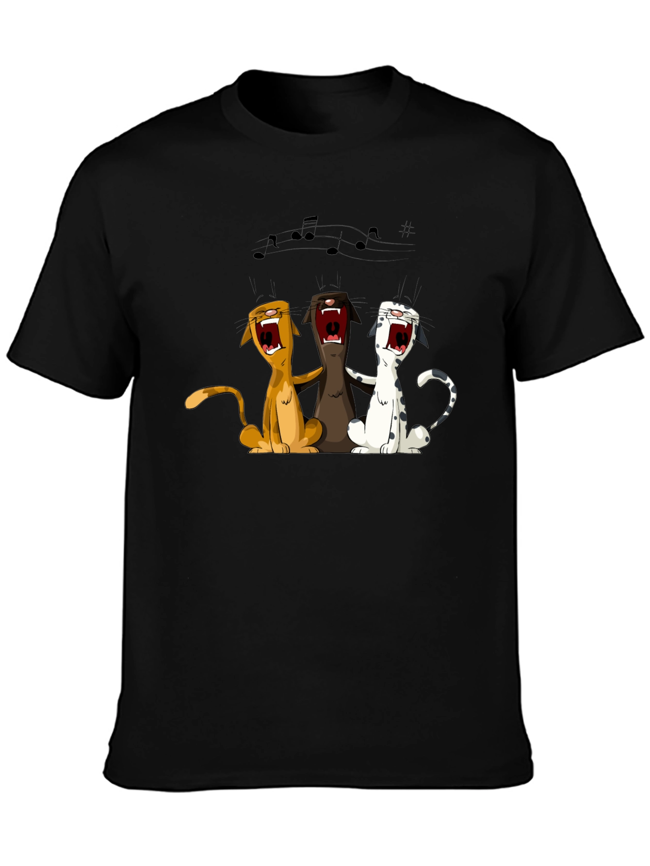Singing Cats Graphic T-Shirt - Black