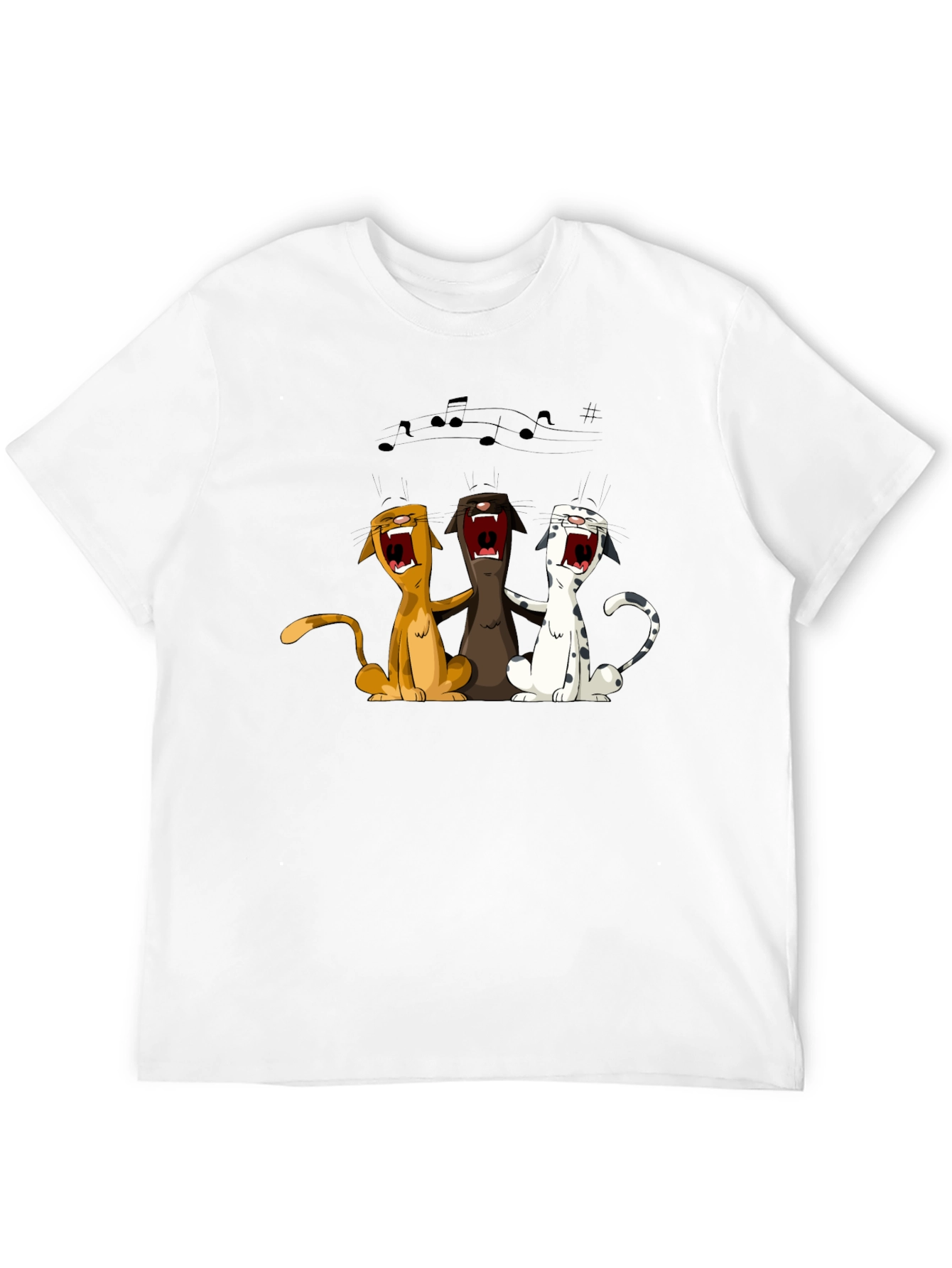 Singing Cats Graphic T-Shirt - Black