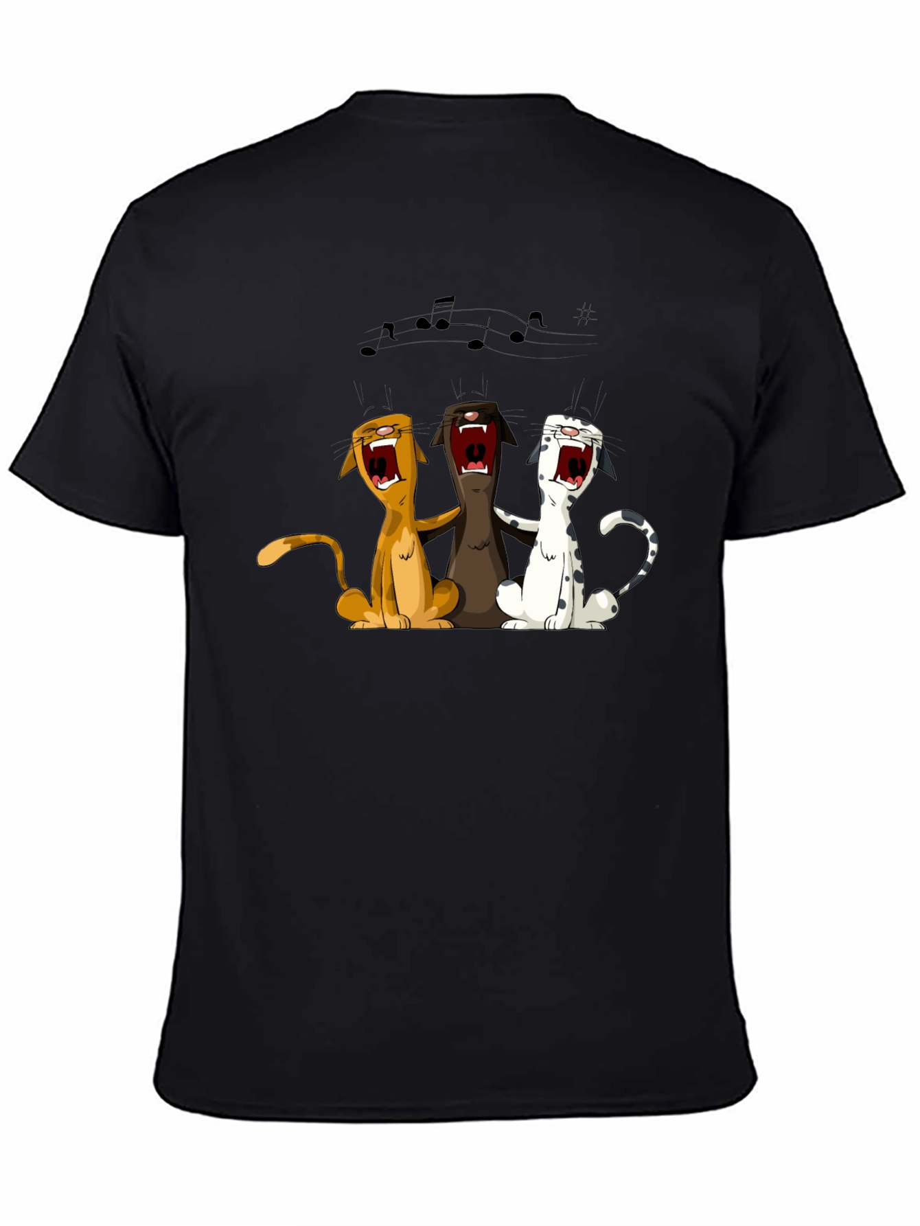 Singing Cats Graphic T-Shirt - Black