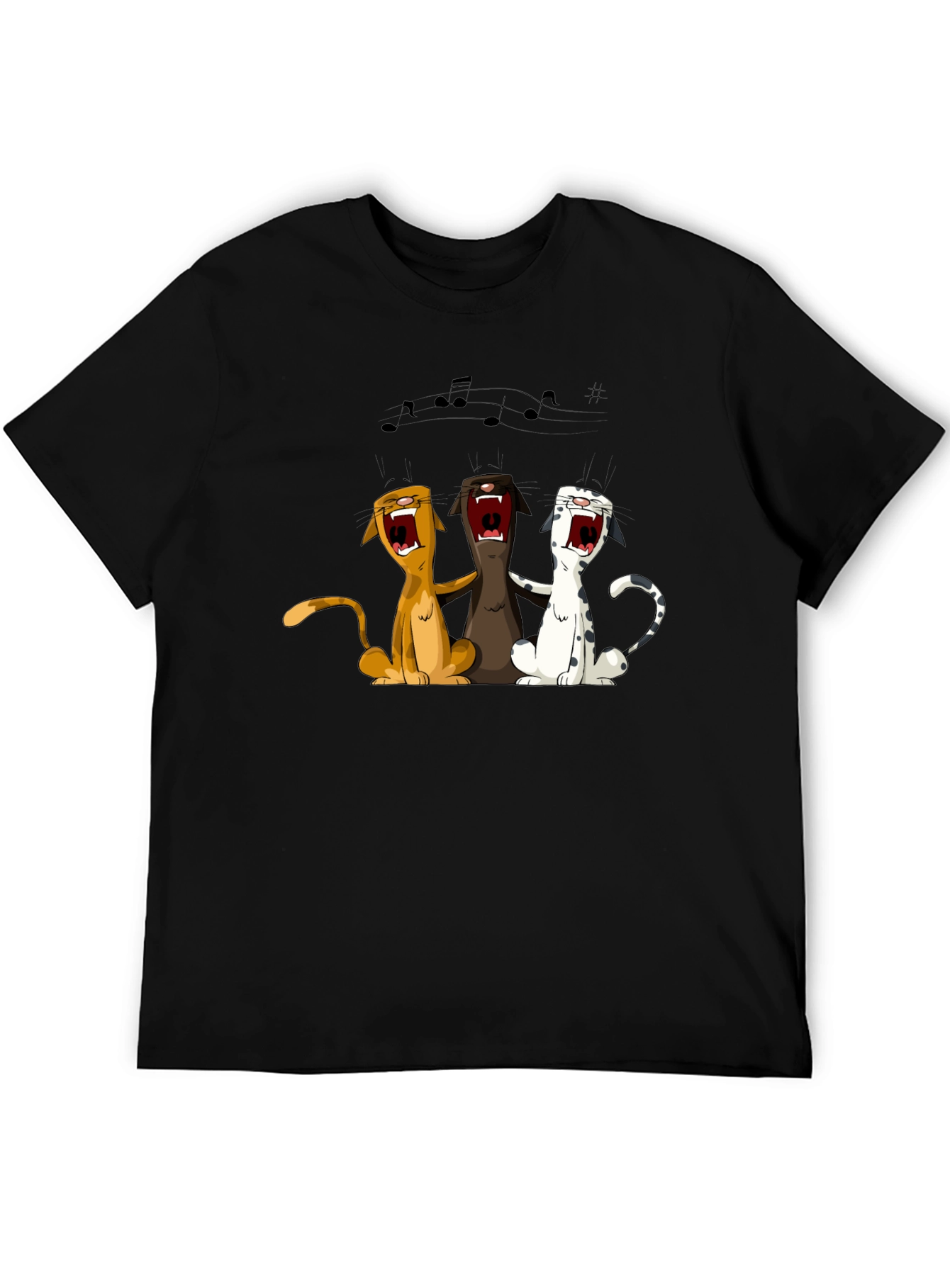 Singing Cats Graphic T-Shirt - Black