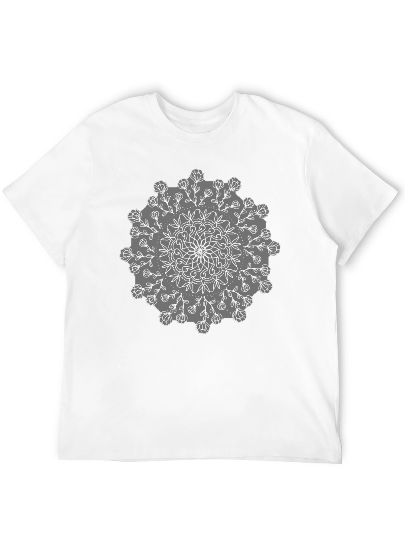 Black Tee with Mandala Flower Design