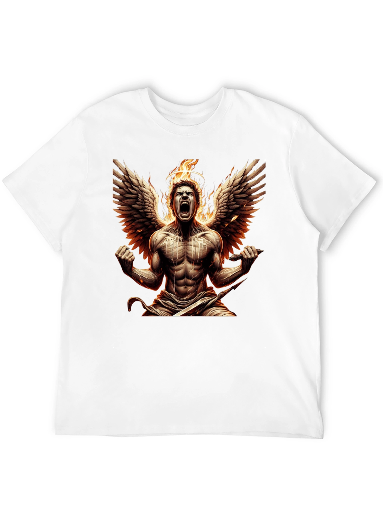 Fiery Angel Graphic Tee - Black Cotton T-Shirt