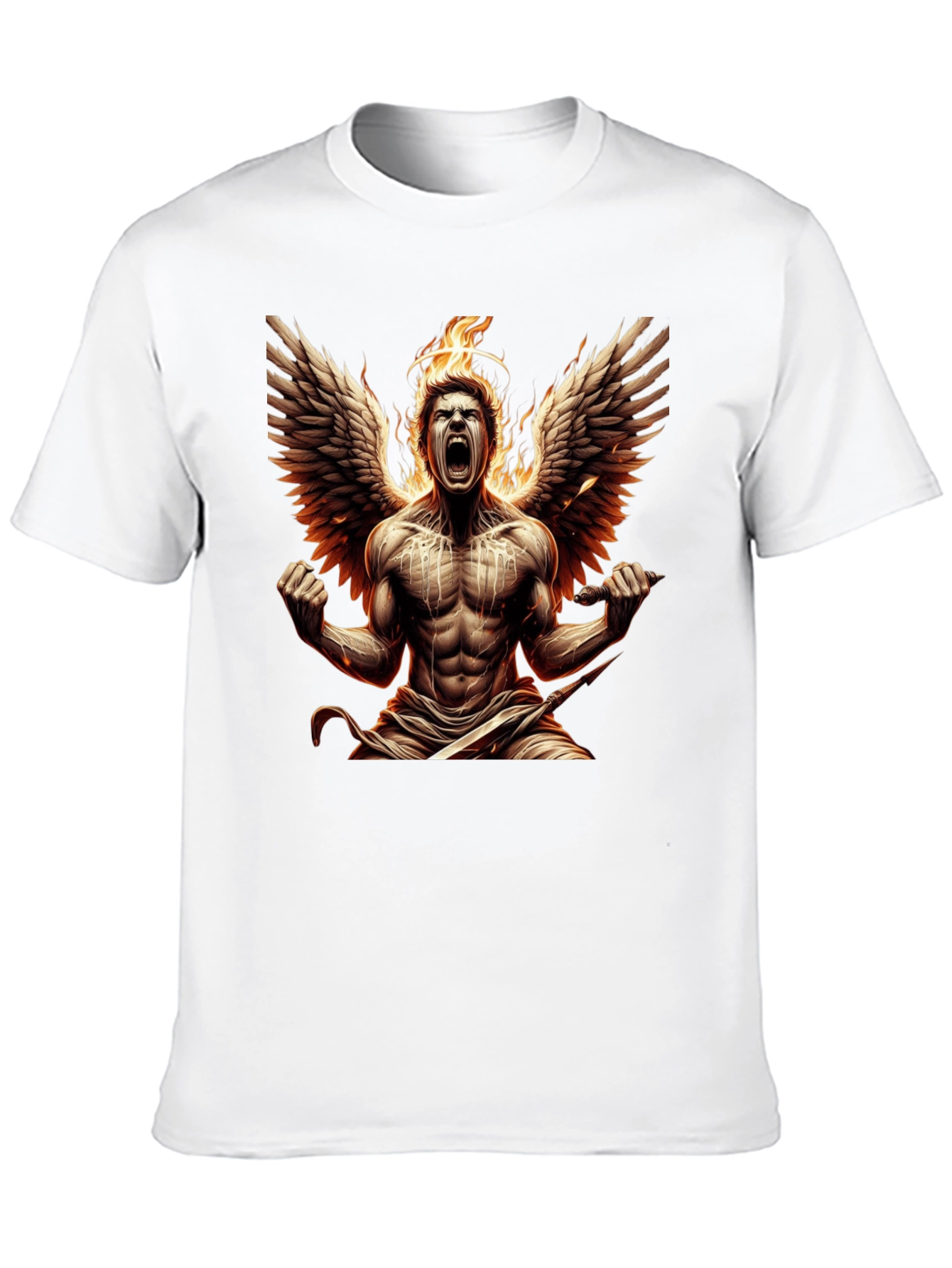 Fiery Angel Graphic Tee - Black Cotton T-Shirt