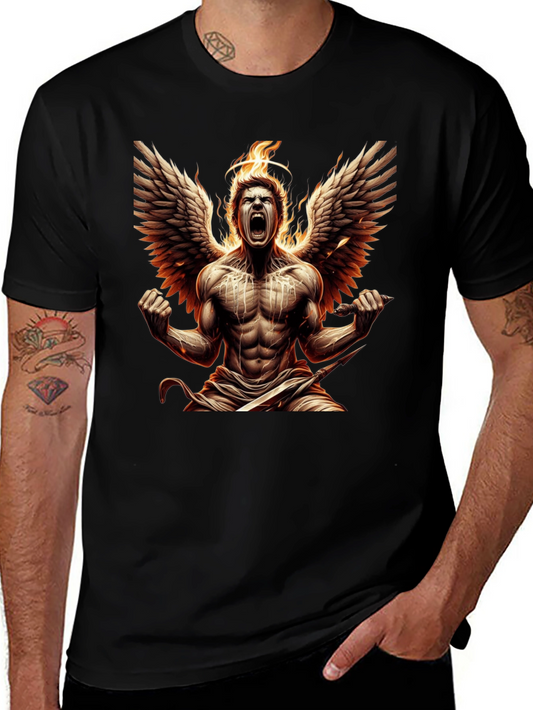 Fiery Angel Graphic Tee - Black Cotton T-Shirt