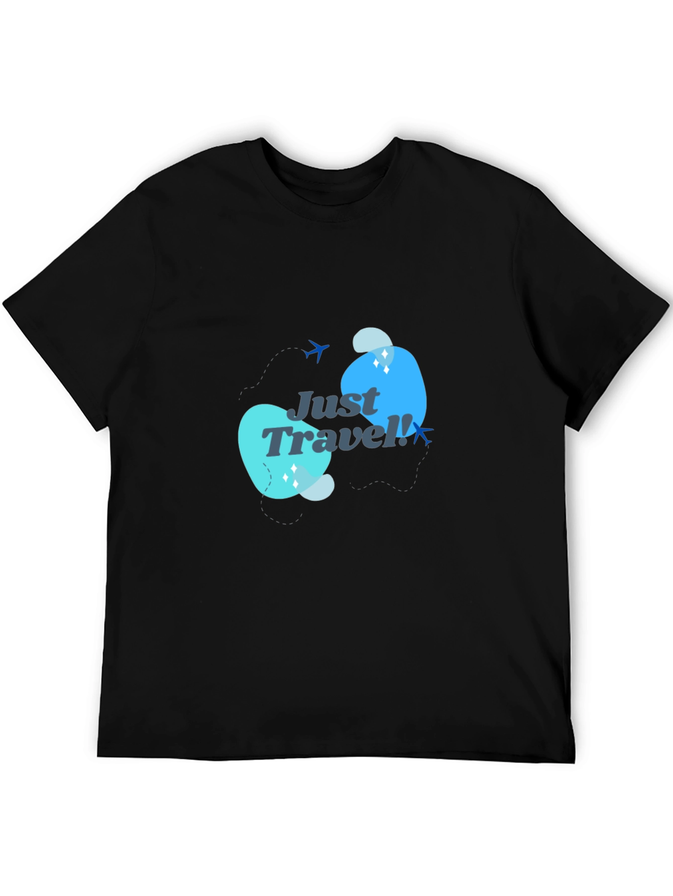 Just Travel Graphic Tee - Black Cotton T-Shirt