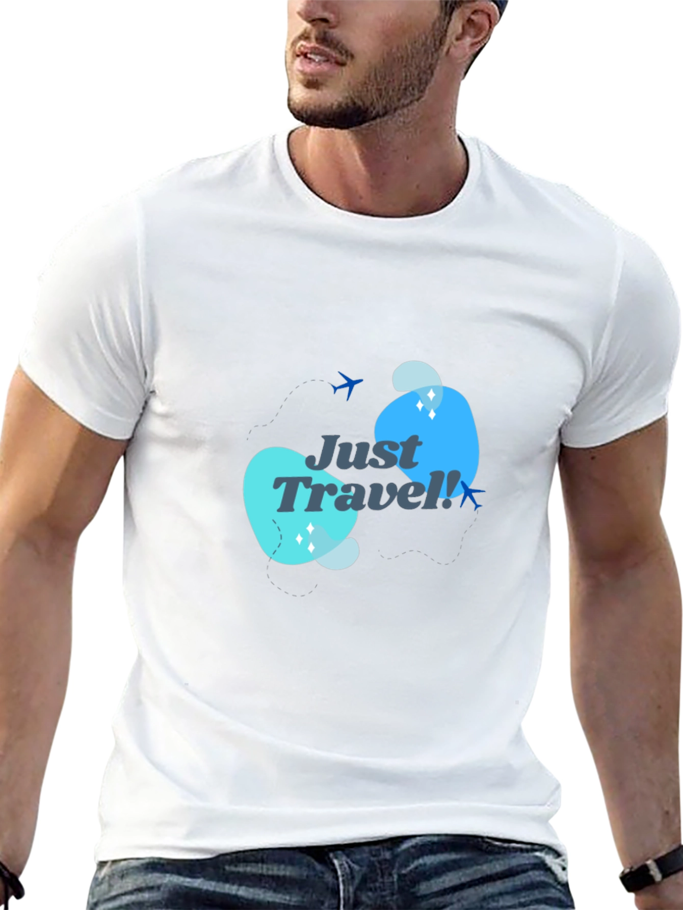 Just Travel Graphic Tee - Black Cotton T-Shirt