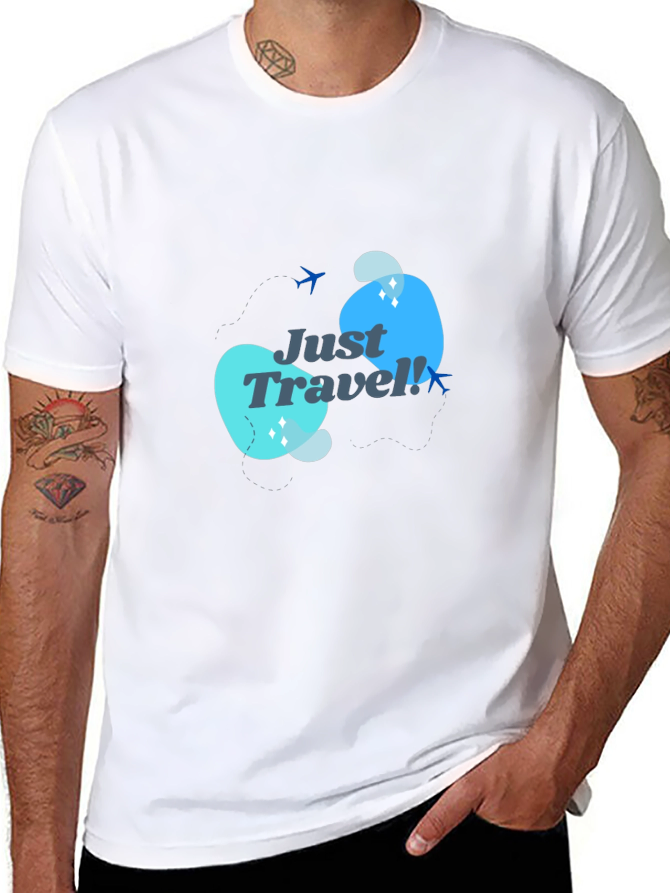 Just Travel Graphic Tee - Black Cotton T-Shirt