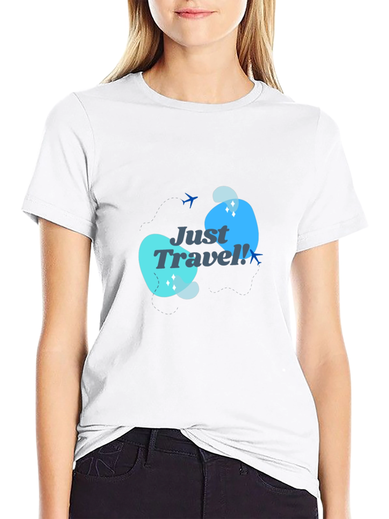 Just Travel Graphic Tee - Black Cotton T-Shirt