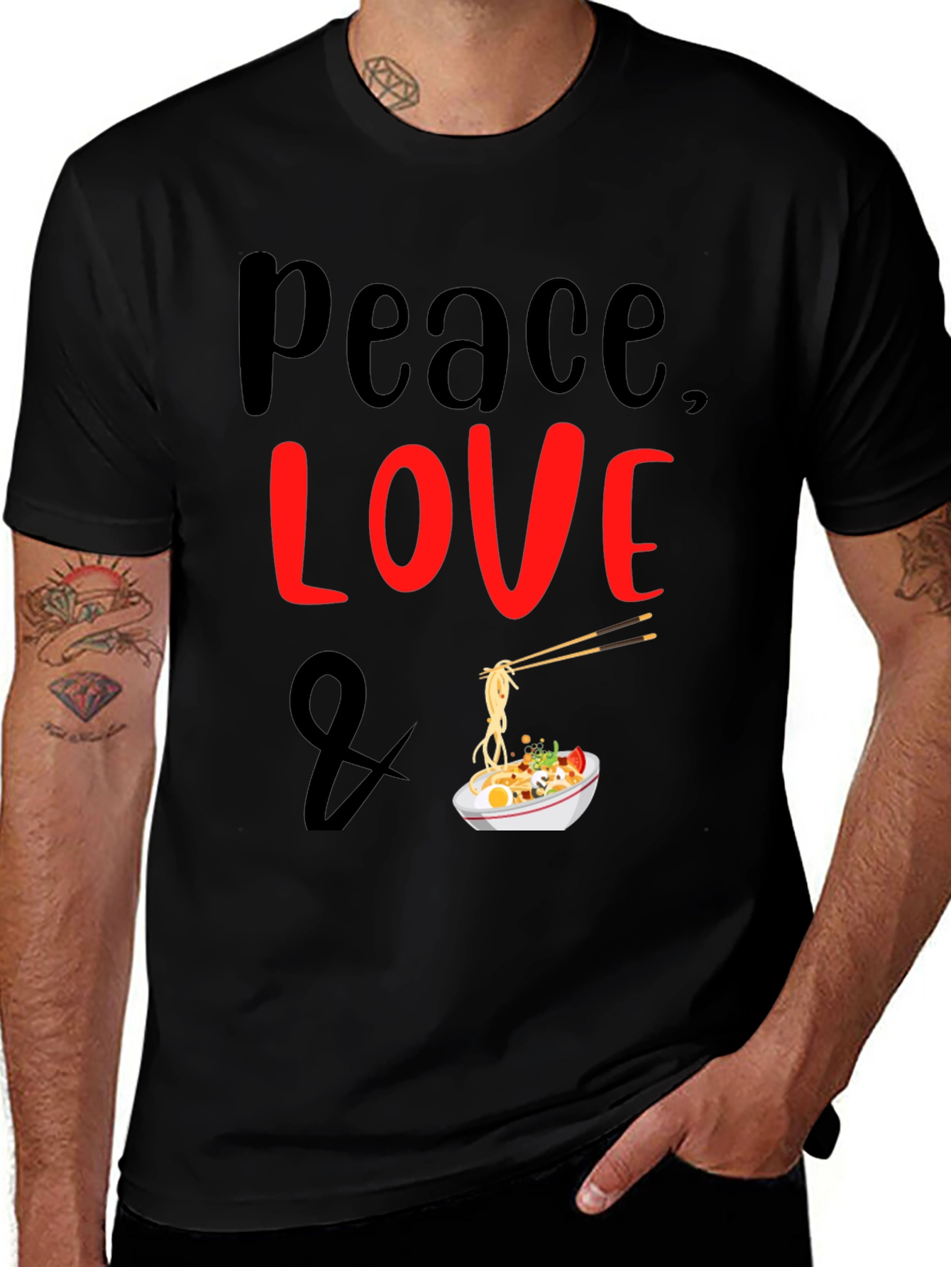 Peace Love Ramen Noodles Graphic T-Shirt