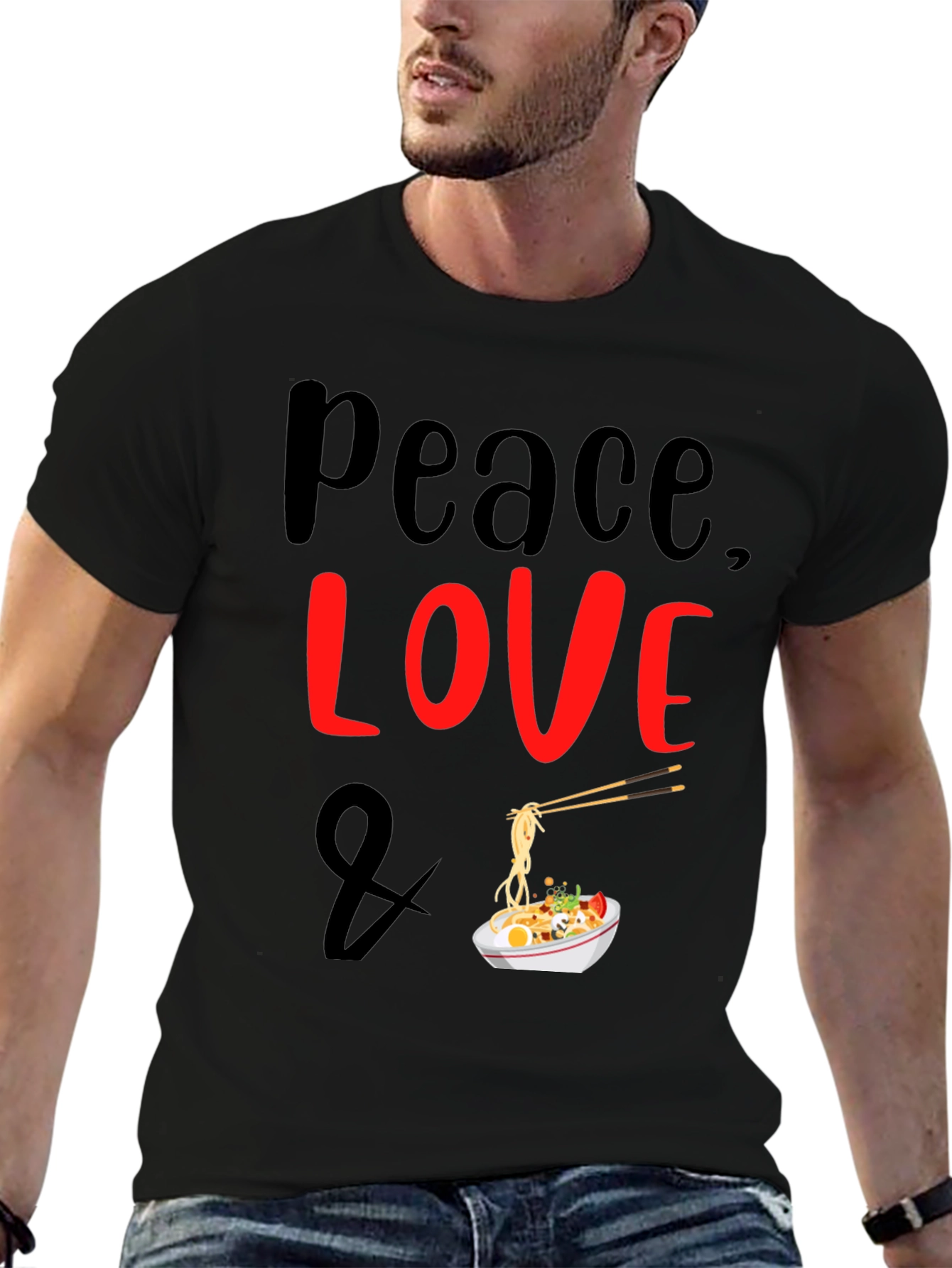 Peace Love Ramen Noodles Graphic T-Shirt