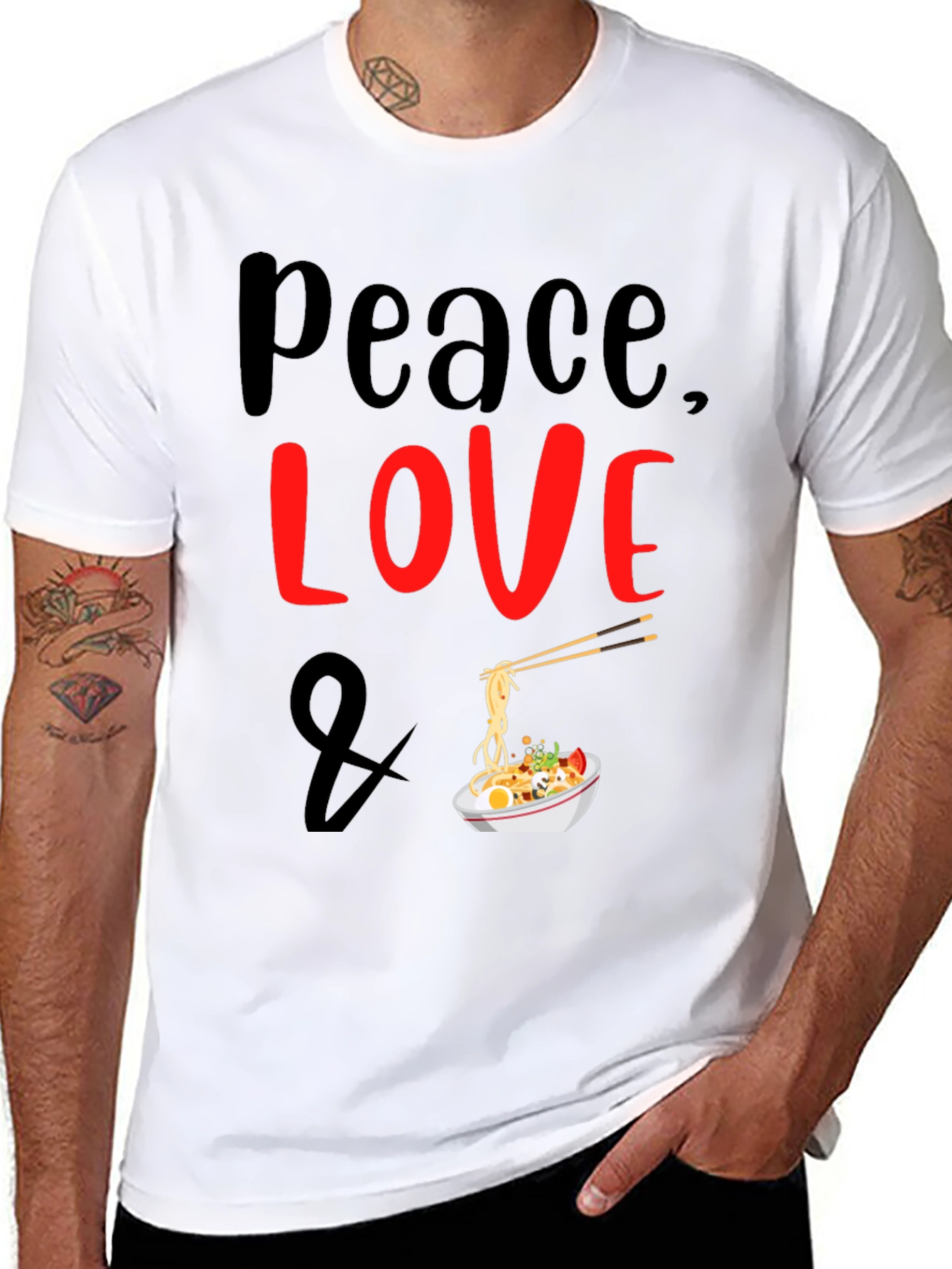 Peace Love Ramen Noodles Graphic T-Shirt