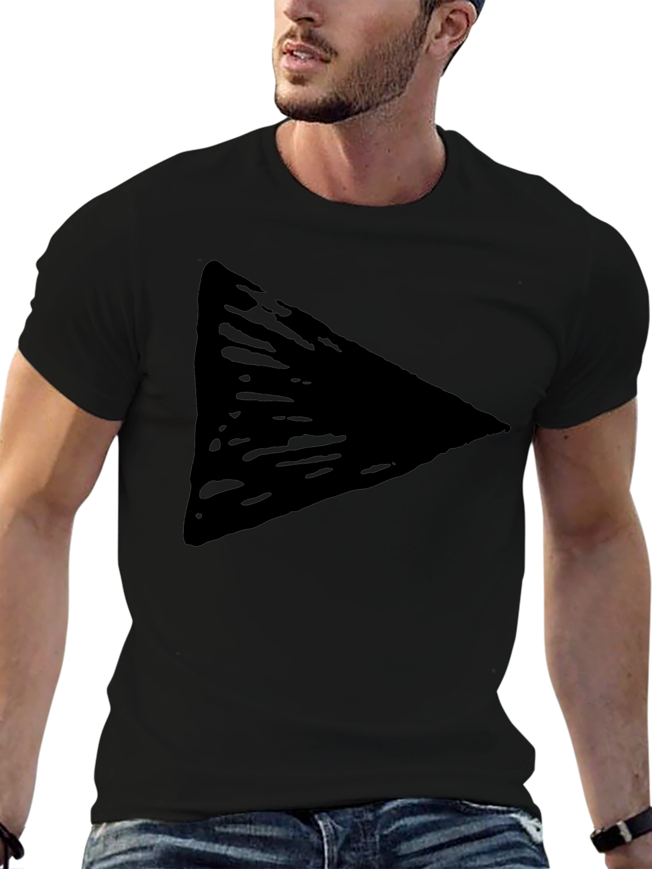 Mens Black Triangle Graphic Tee - Casual Style