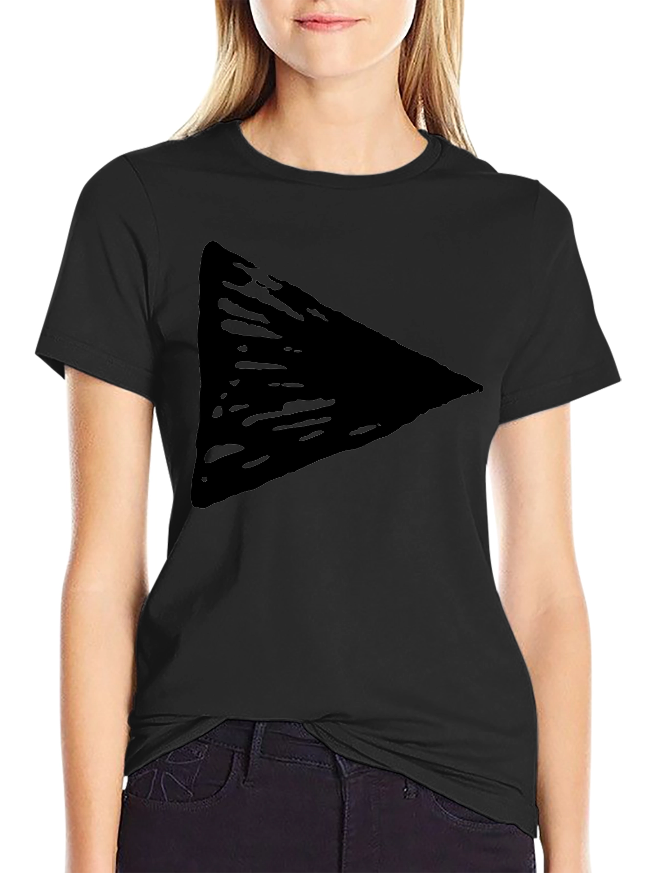 Mens Black Triangle Graphic Tee - Casual Style