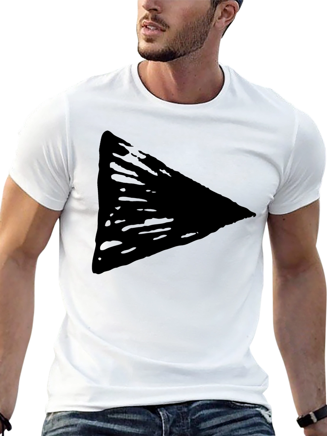 Mens Black Triangle Graphic Tee - Casual Style