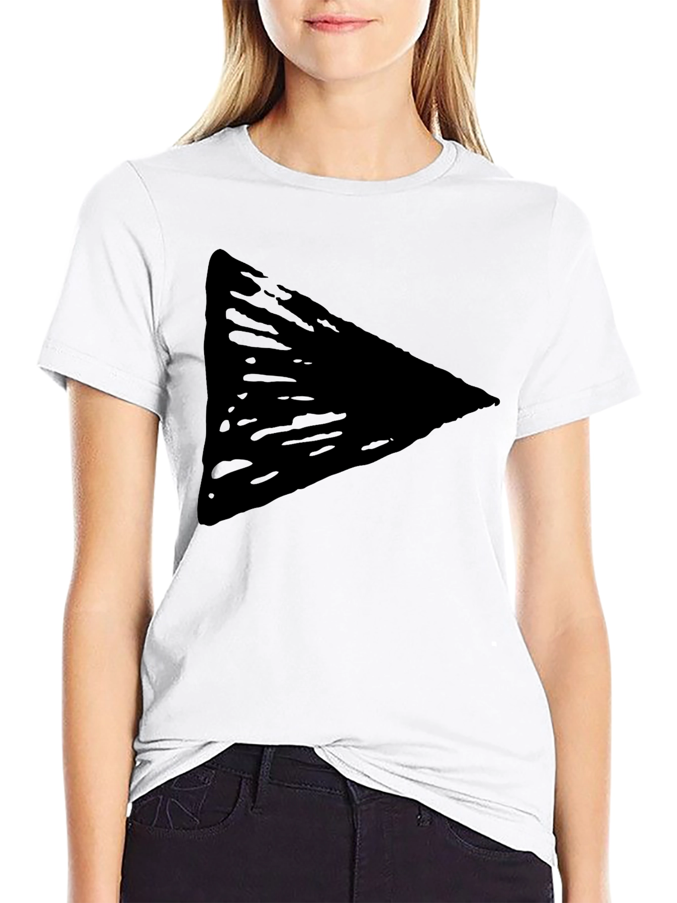 Mens Black Triangle Graphic Tee - Casual Style