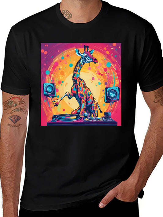 DJ Giraffe Graphic T-Shirt - Unique Colorful Design