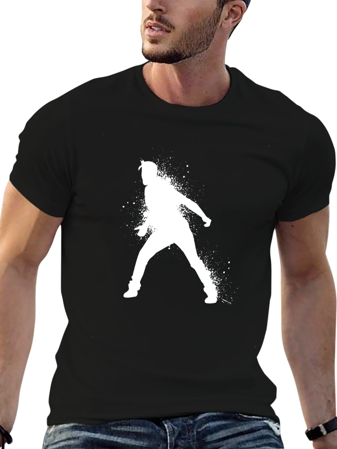 Streetwear Graphic Tee - White Silhouette Design