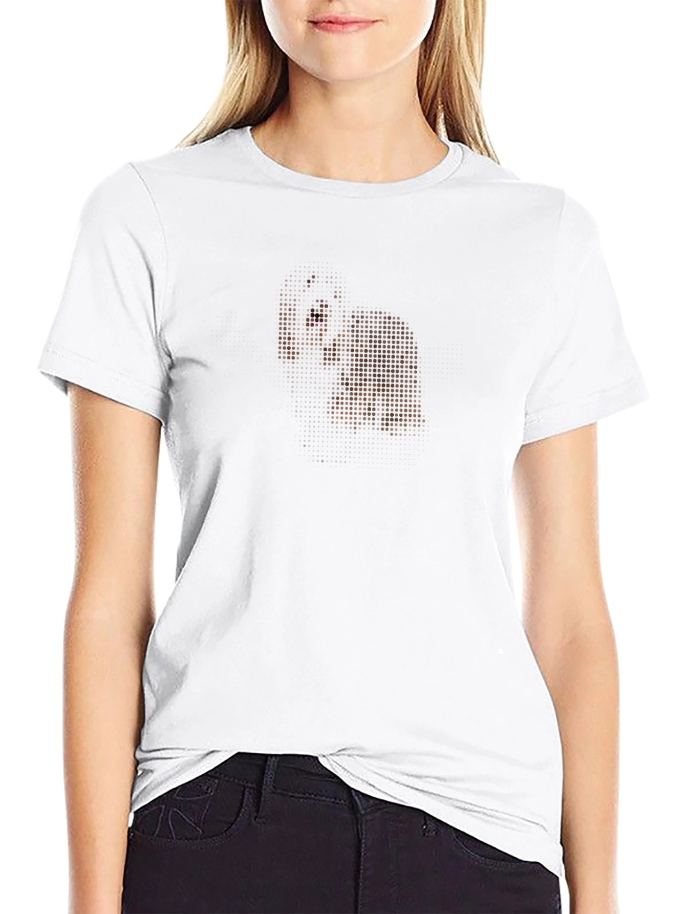 Dotted Portrait Graphic Black T-Shirt