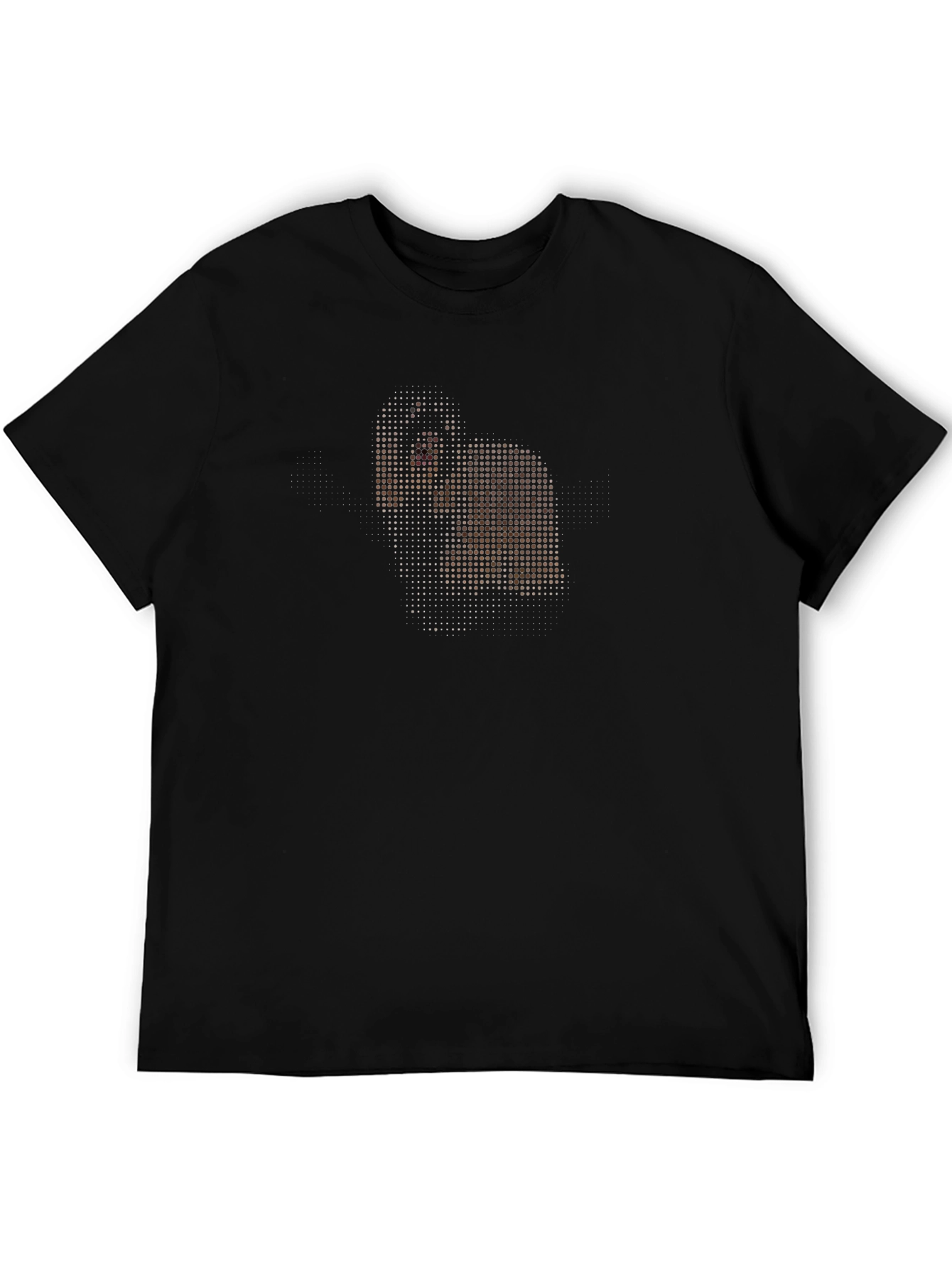 Dotted Portrait Graphic Black T-Shirt