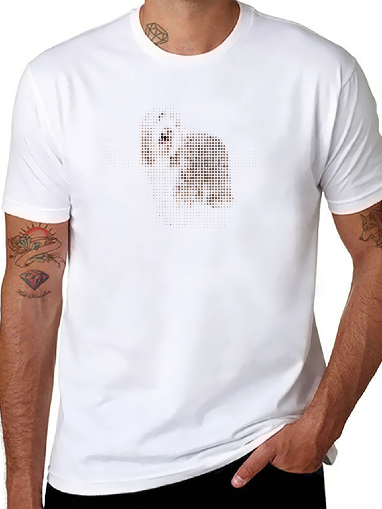 Dotted Portrait Graphic Black T-Shirt