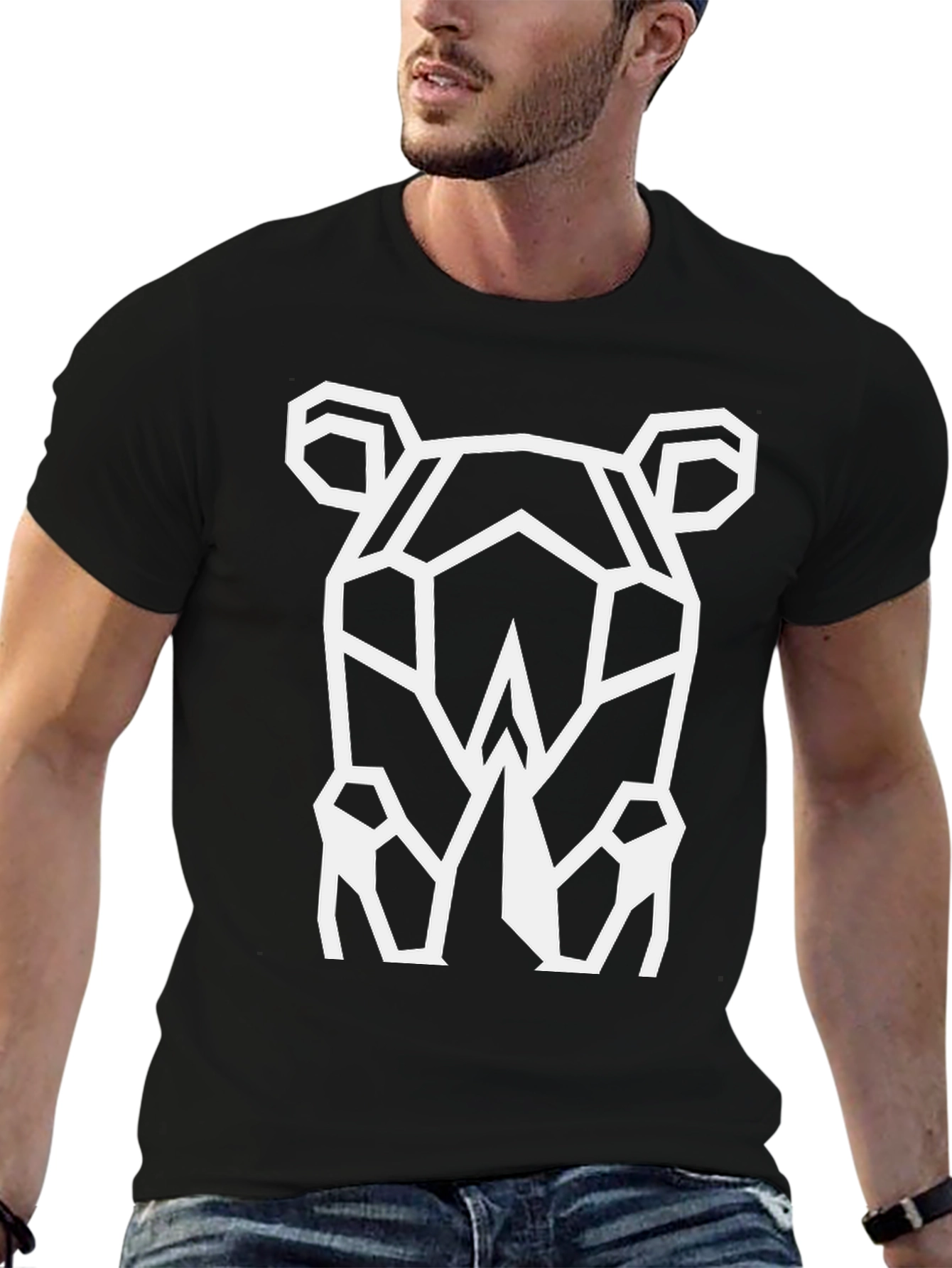 Geometric Rhino Graphic Tee - Cool Black T-Shirt