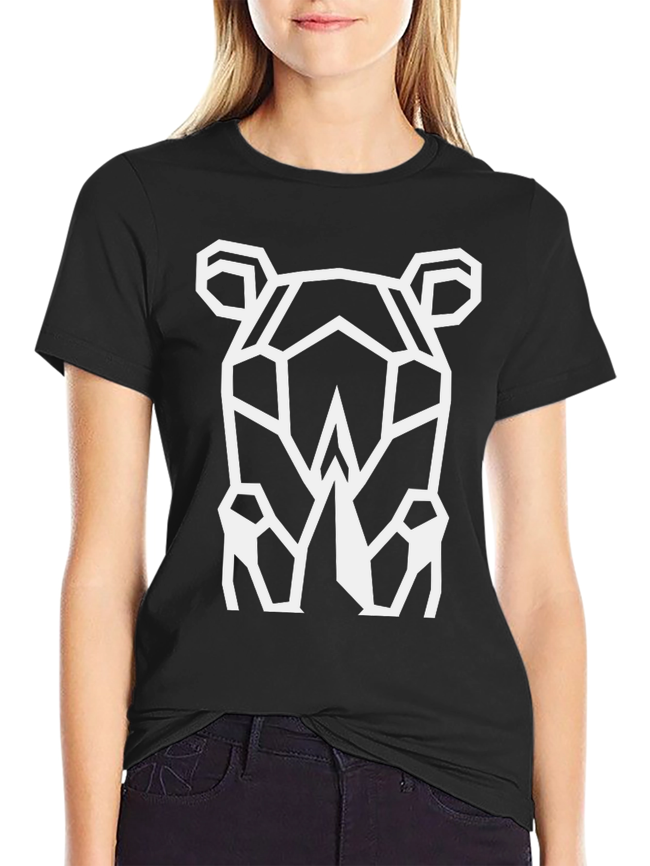 Geometric Rhino Graphic Tee - Cool Black T-Shirt