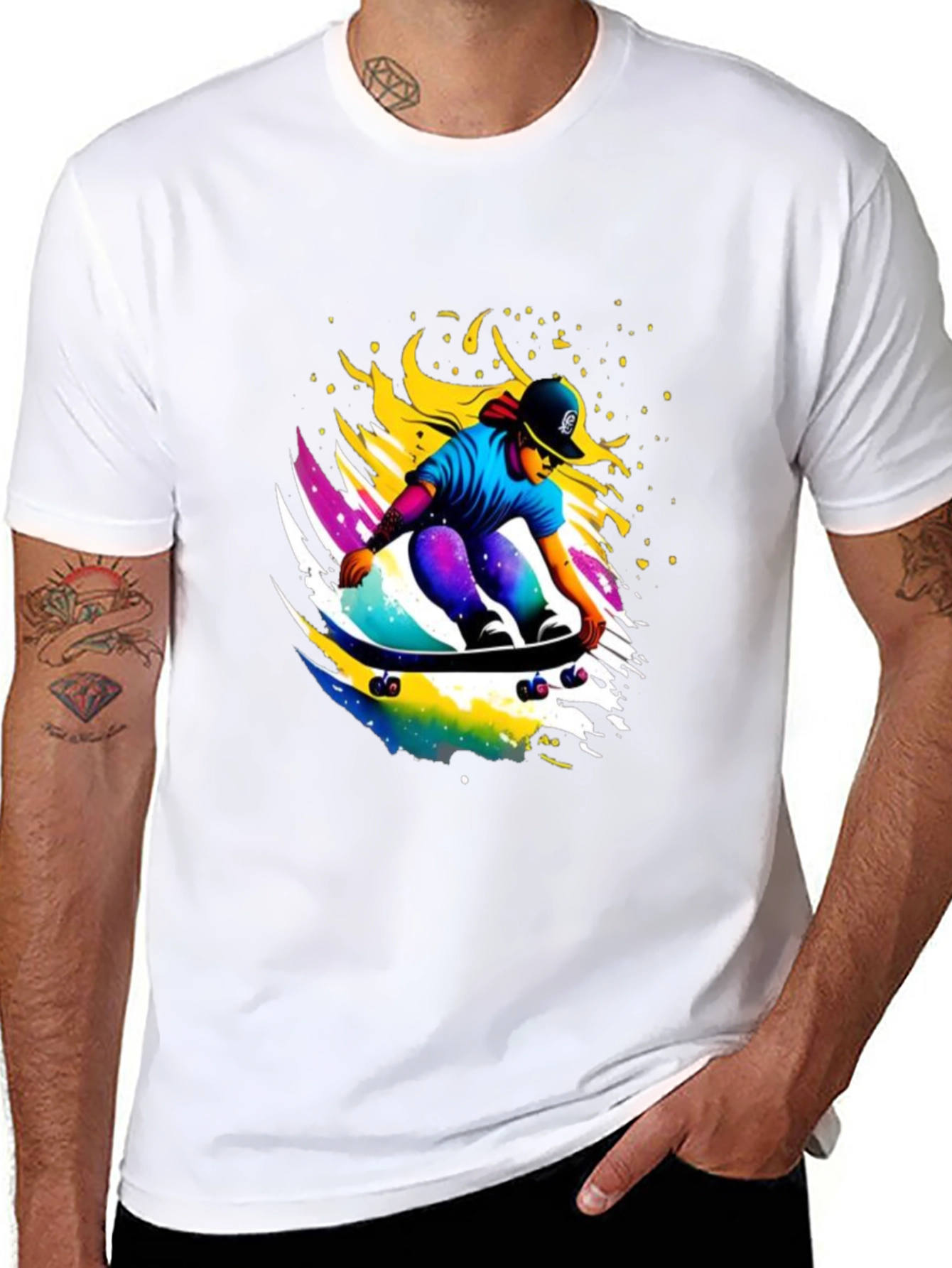 Skateboarding Graphic Tee - Cool Black T-Shirt