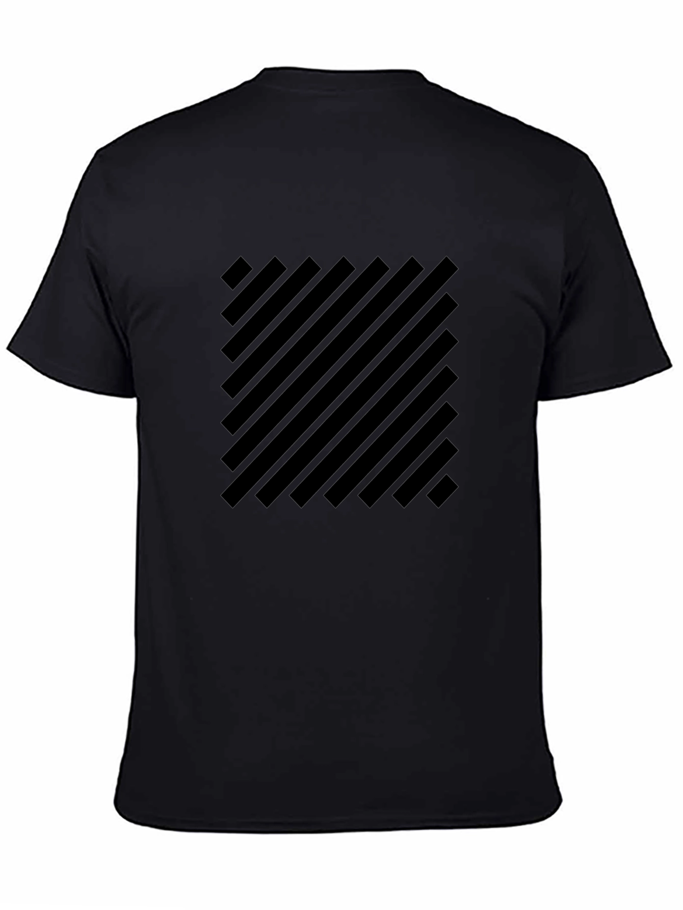 Black Geometric Striped Graphic Tee - Modern Style