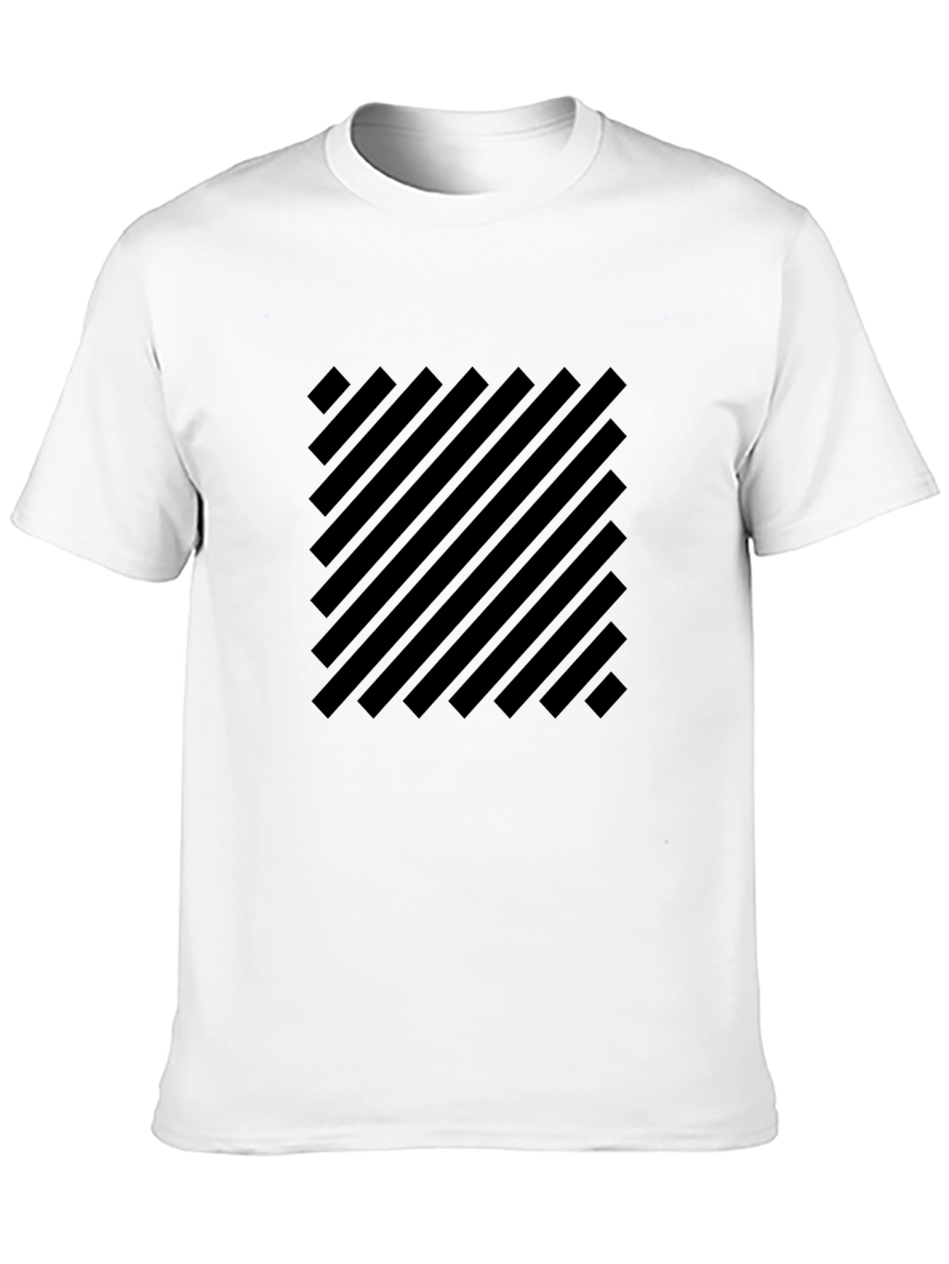Black Geometric Striped Graphic Tee - Modern Style