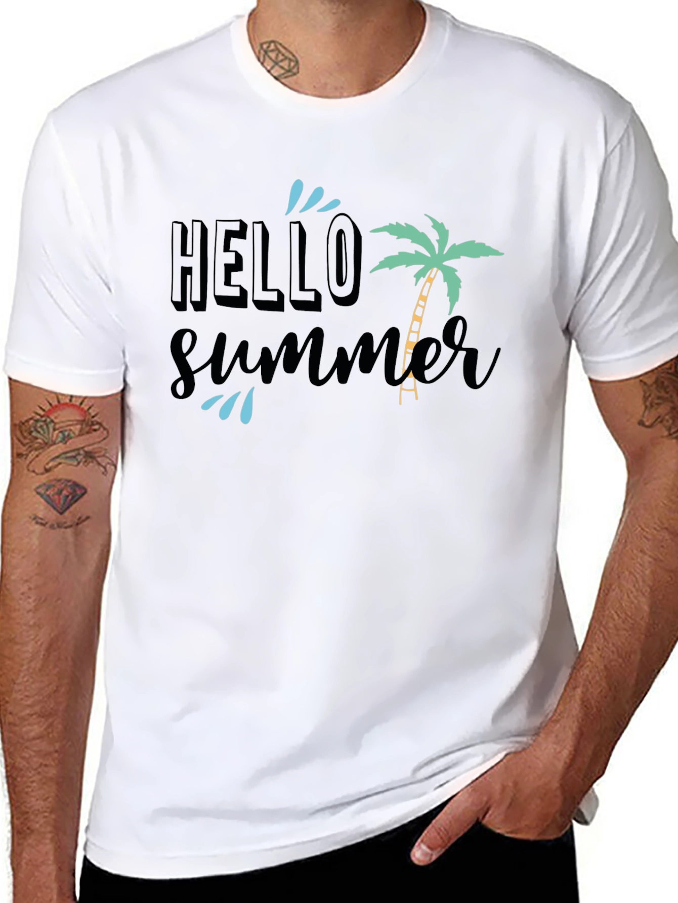 Hello Summer Black Graphic Tee