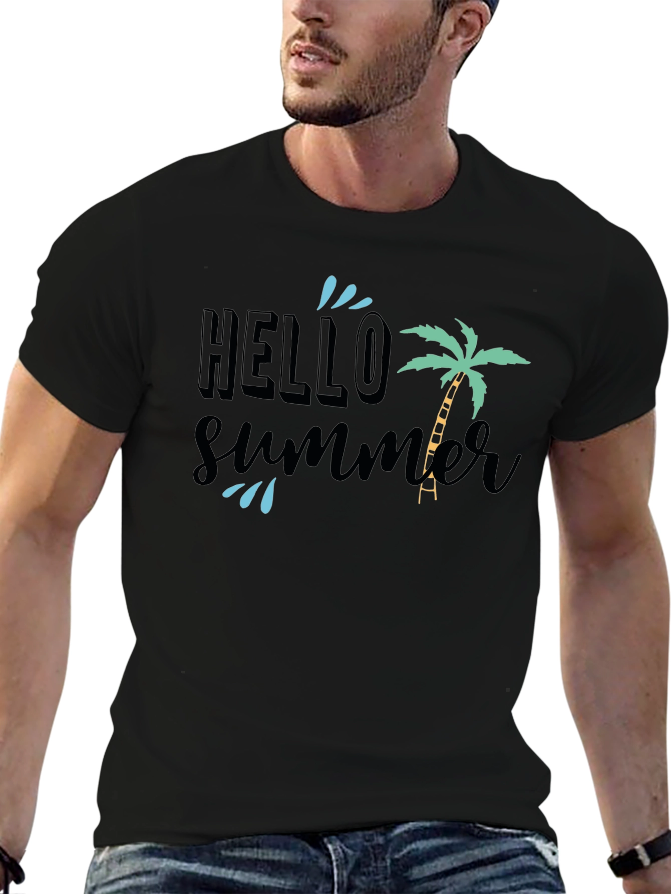 Hello Summer Black Graphic Tee