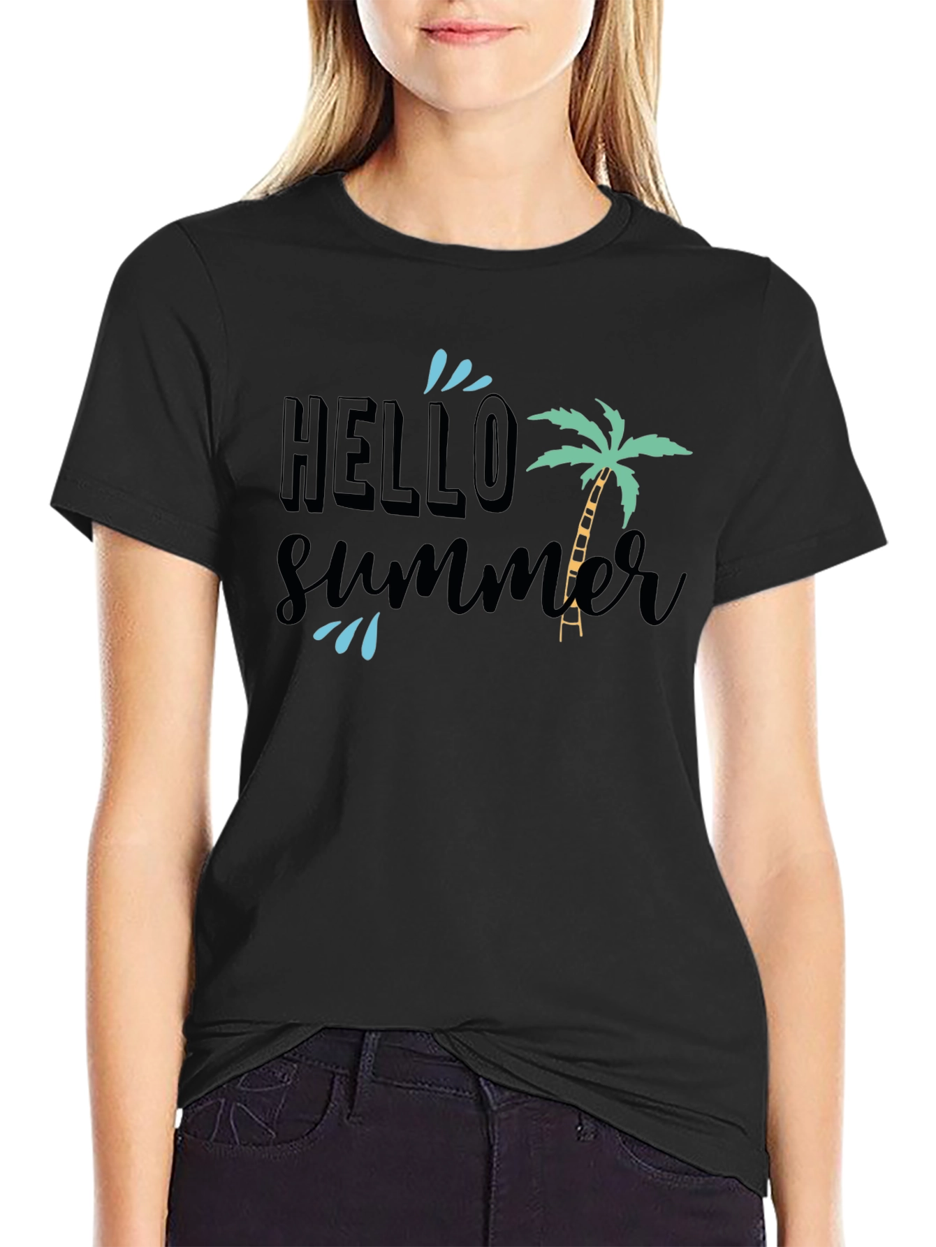 Hello Summer Black Graphic Tee