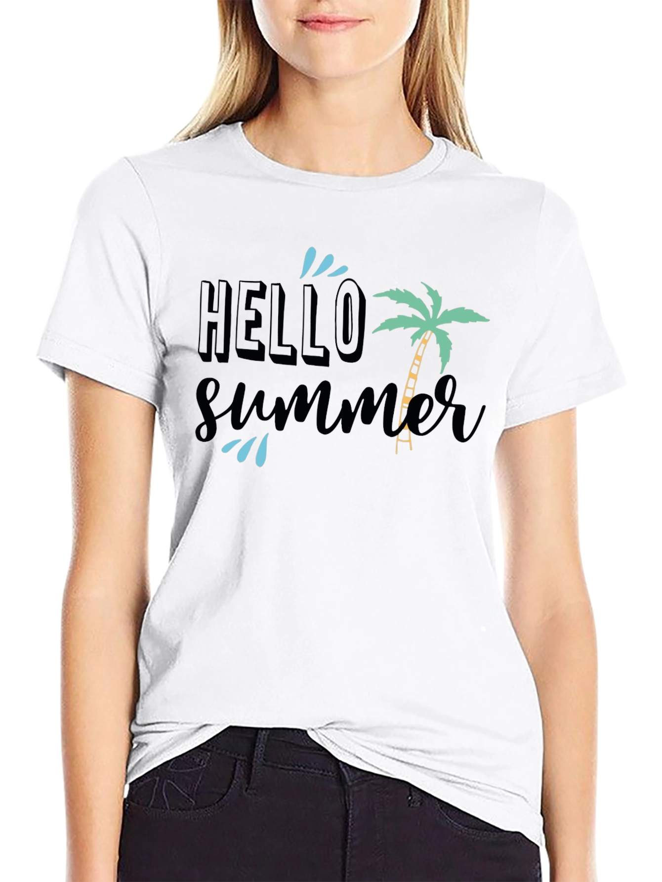 Hello Summer Black Graphic Tee