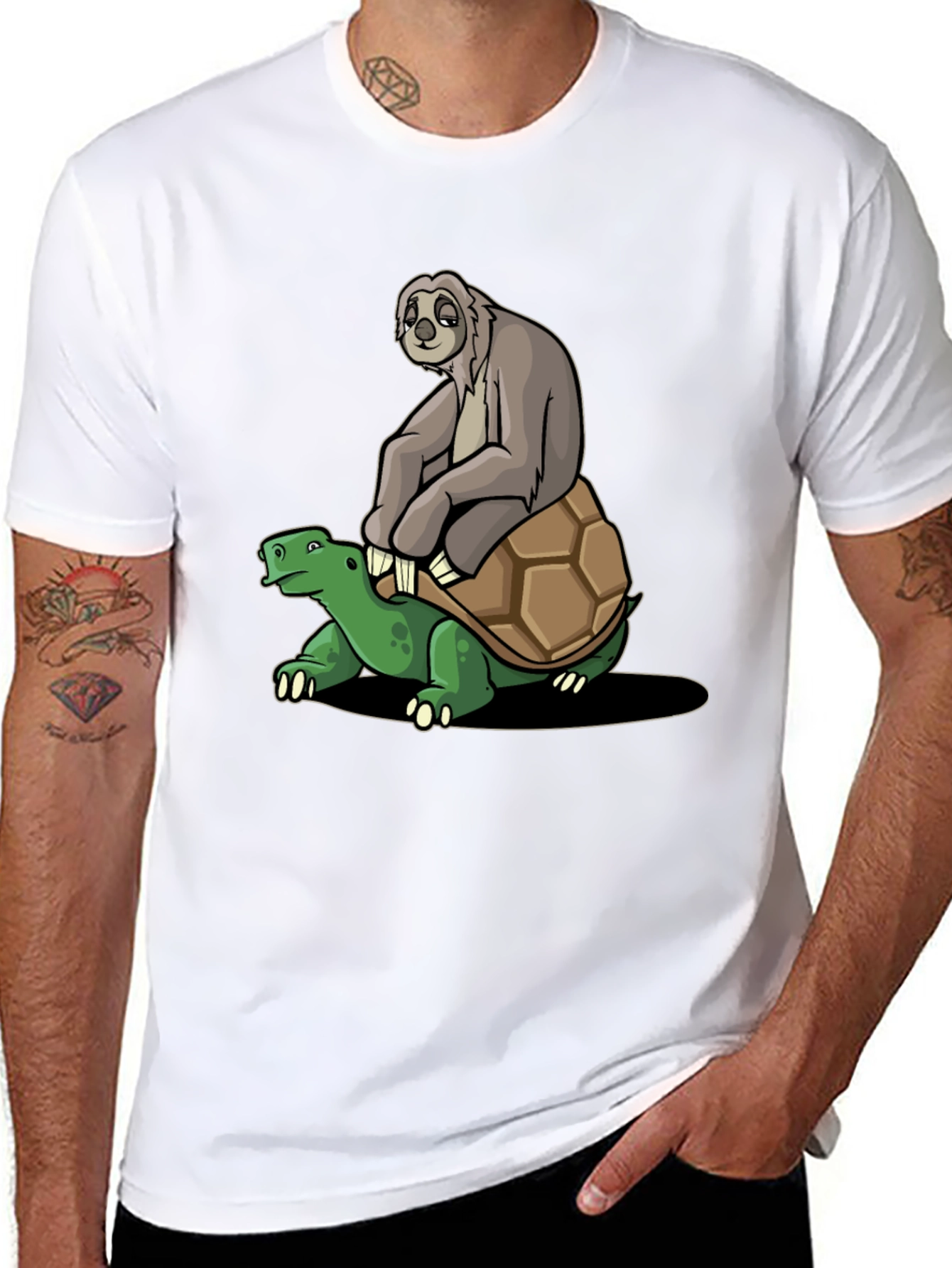 Sloth Riding Turtle Graphic Tee