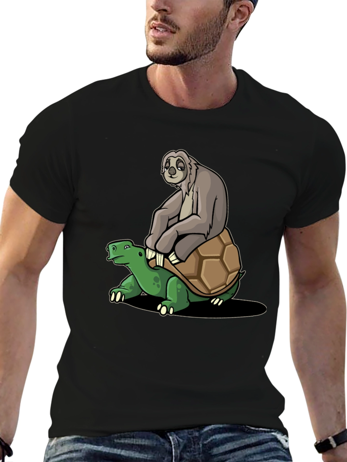 Sloth Riding Turtle Graphic Tee