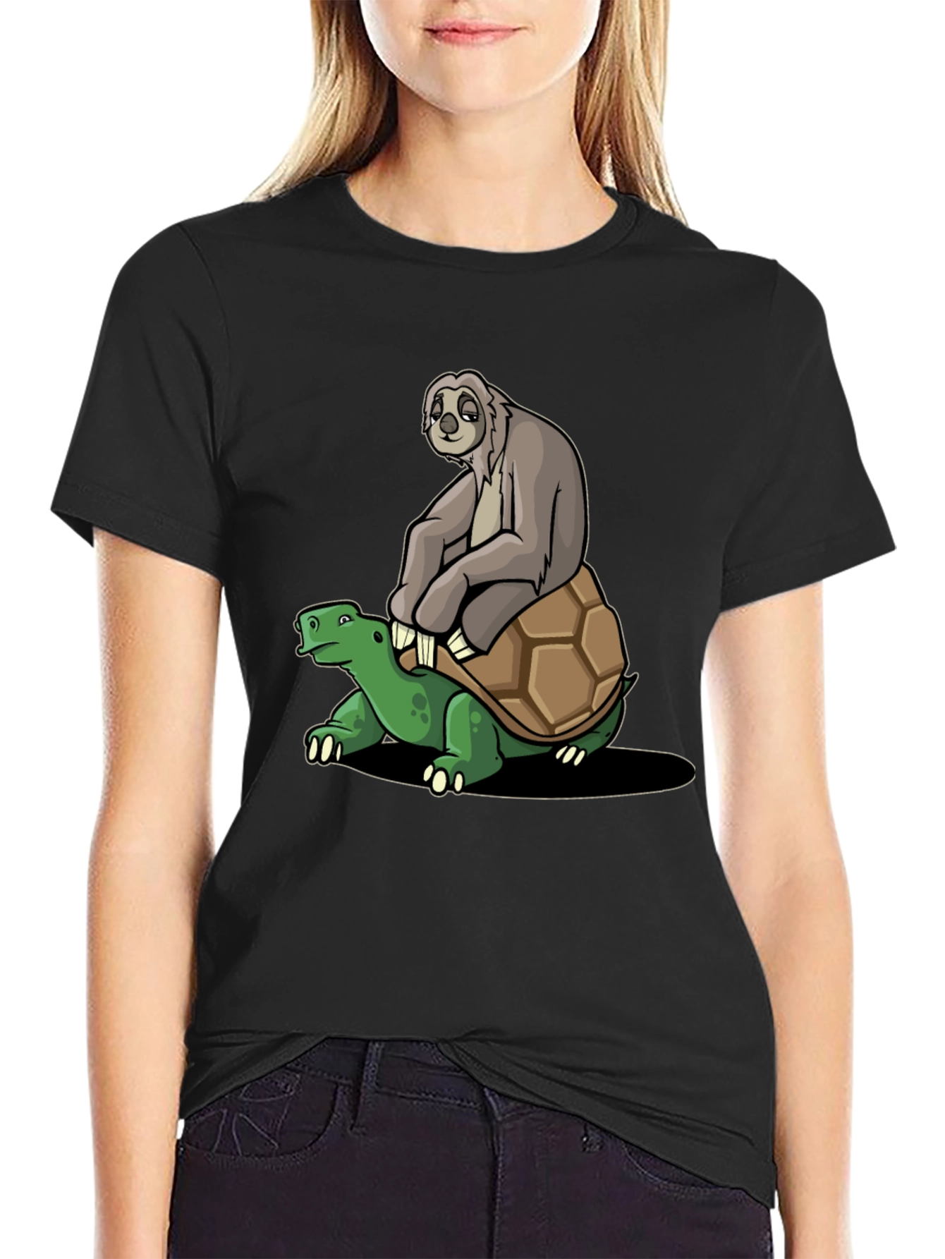 Sloth Riding Turtle Graphic Tee