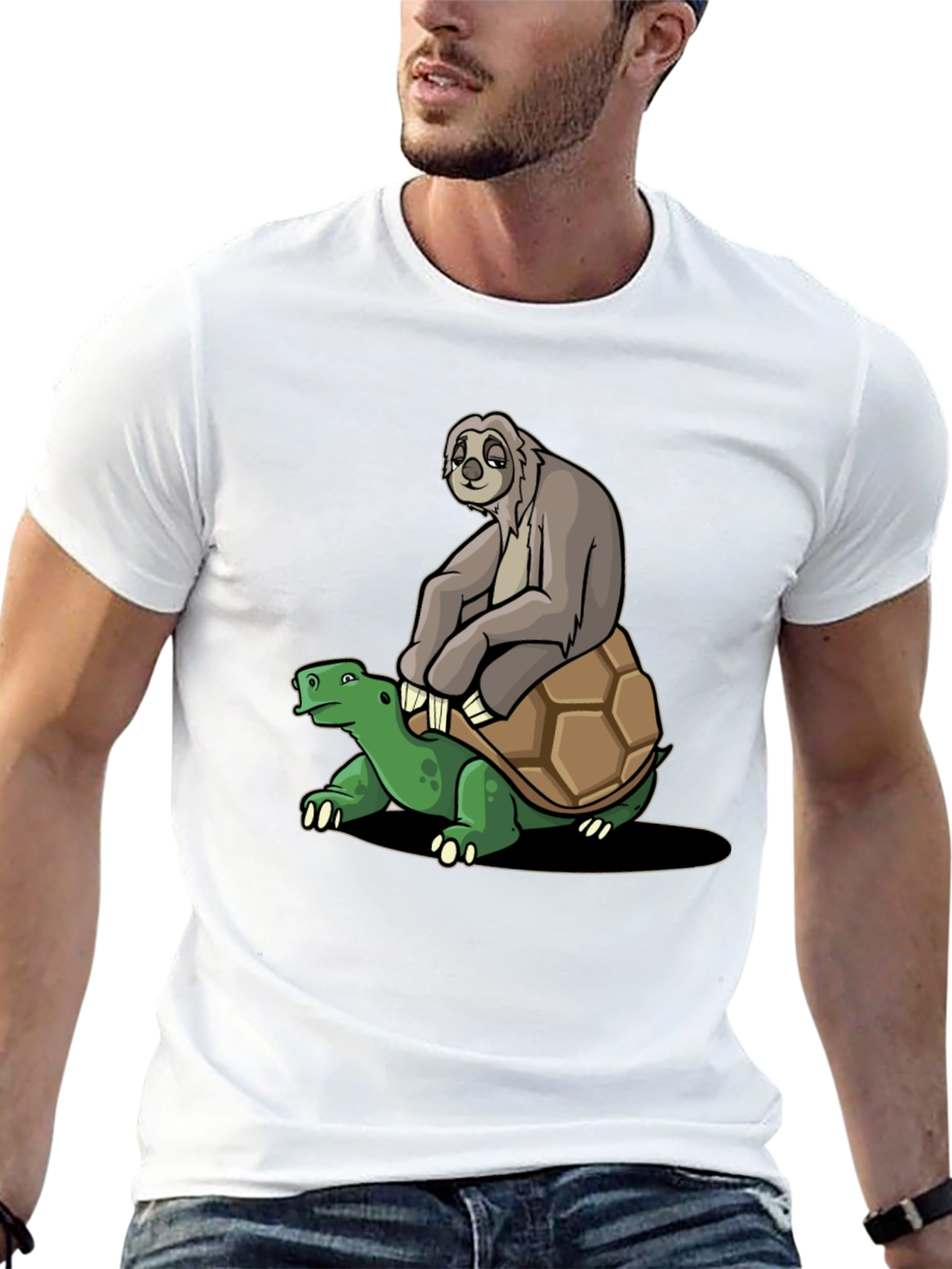 Sloth Riding Turtle Graphic Tee