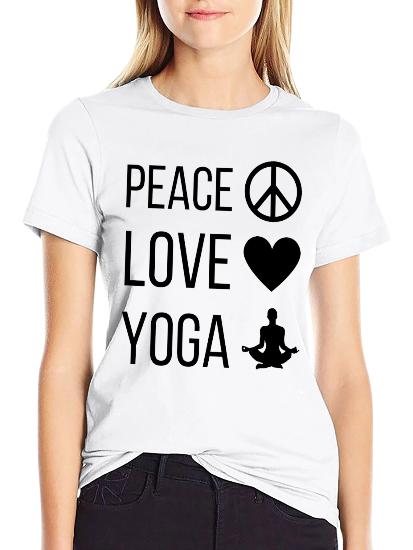 Peace Love Yoga Graphic Tee - Black