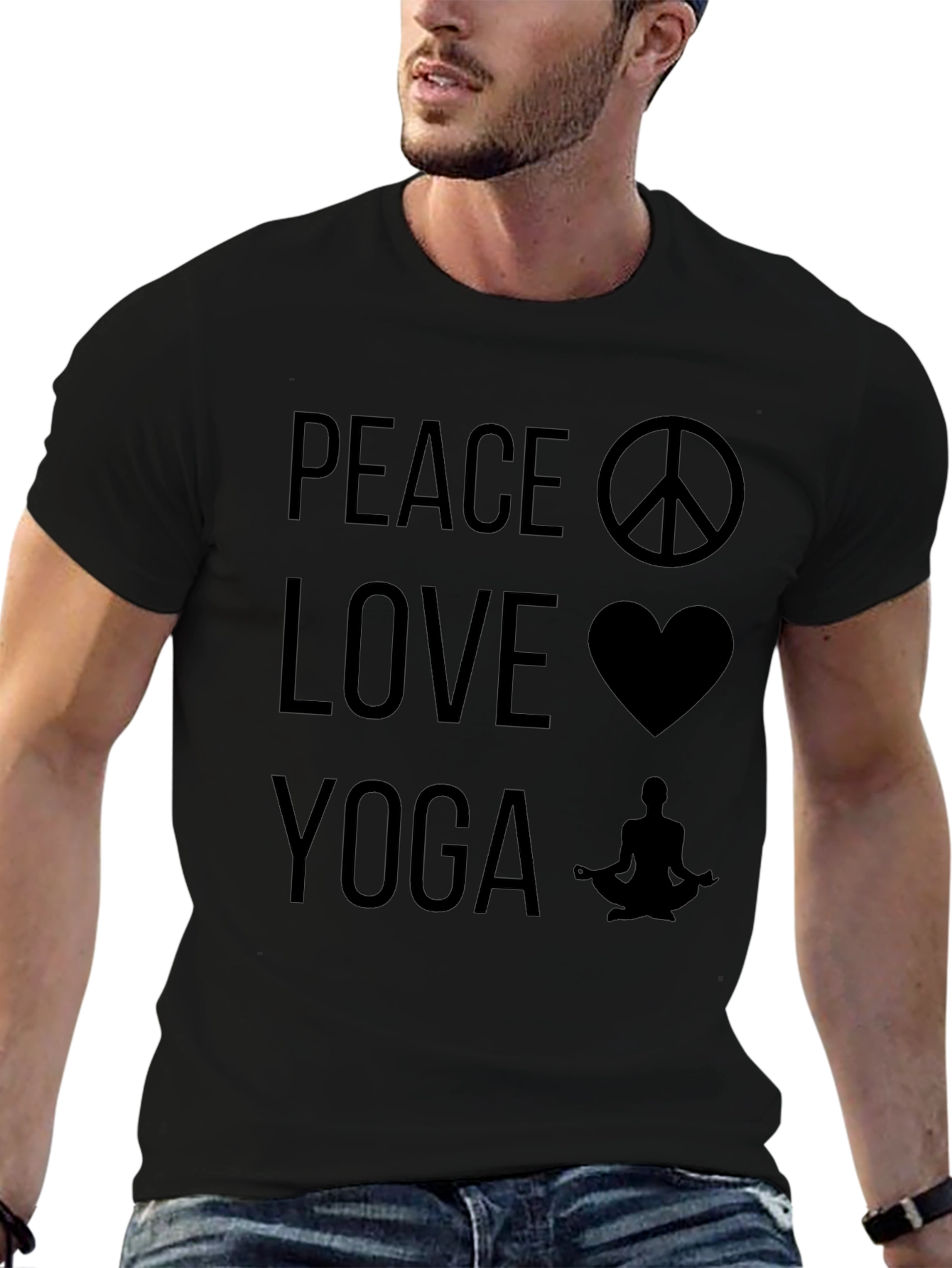 Peace Love Yoga Graphic Tee - Black