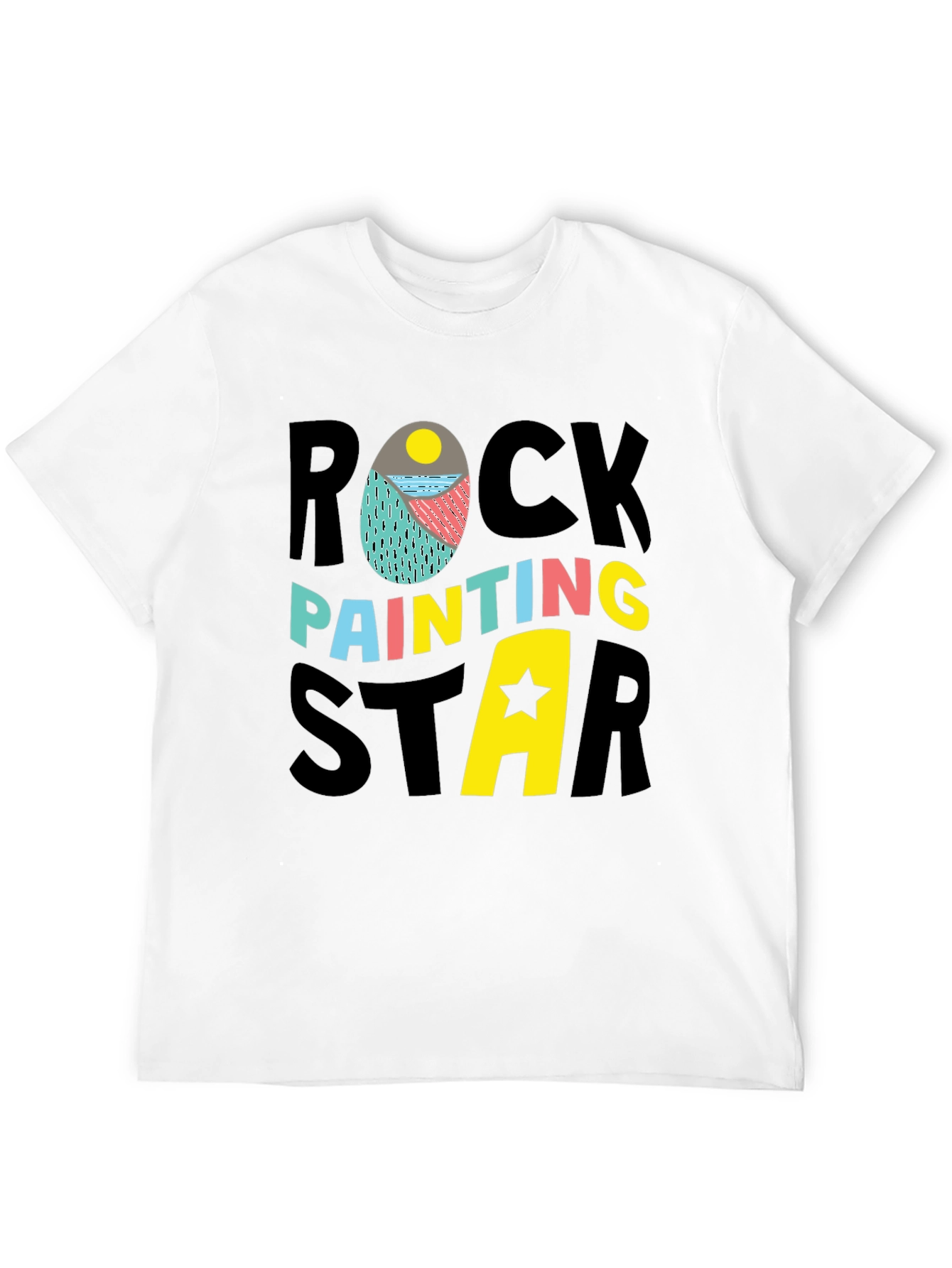 Rock Painting Star Graphic Tee - Black