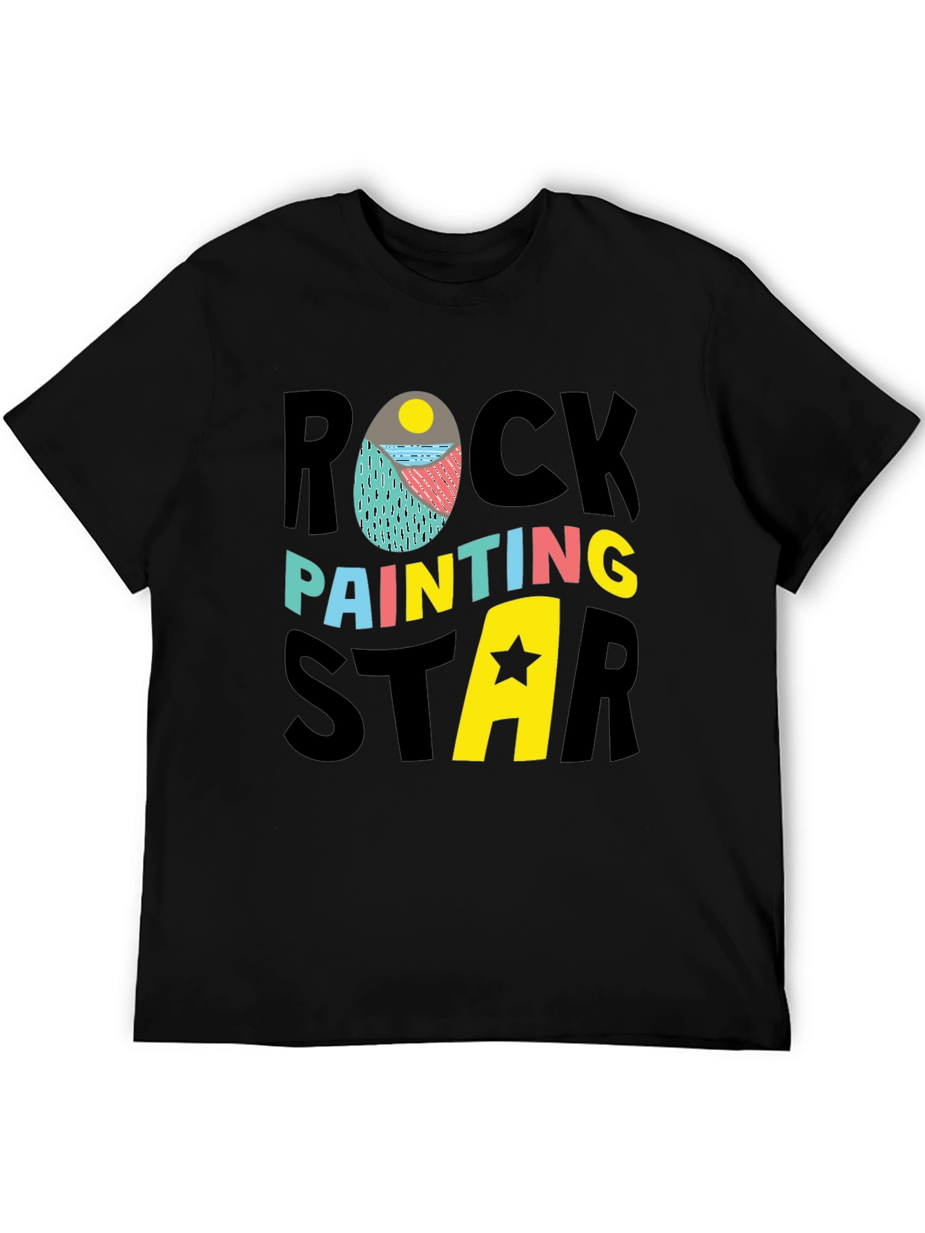 Rock Painting Star Graphic Tee - Black