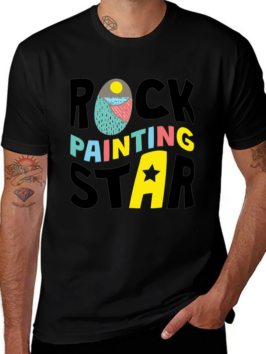 Rock Painting Star Graphic Tee - Black