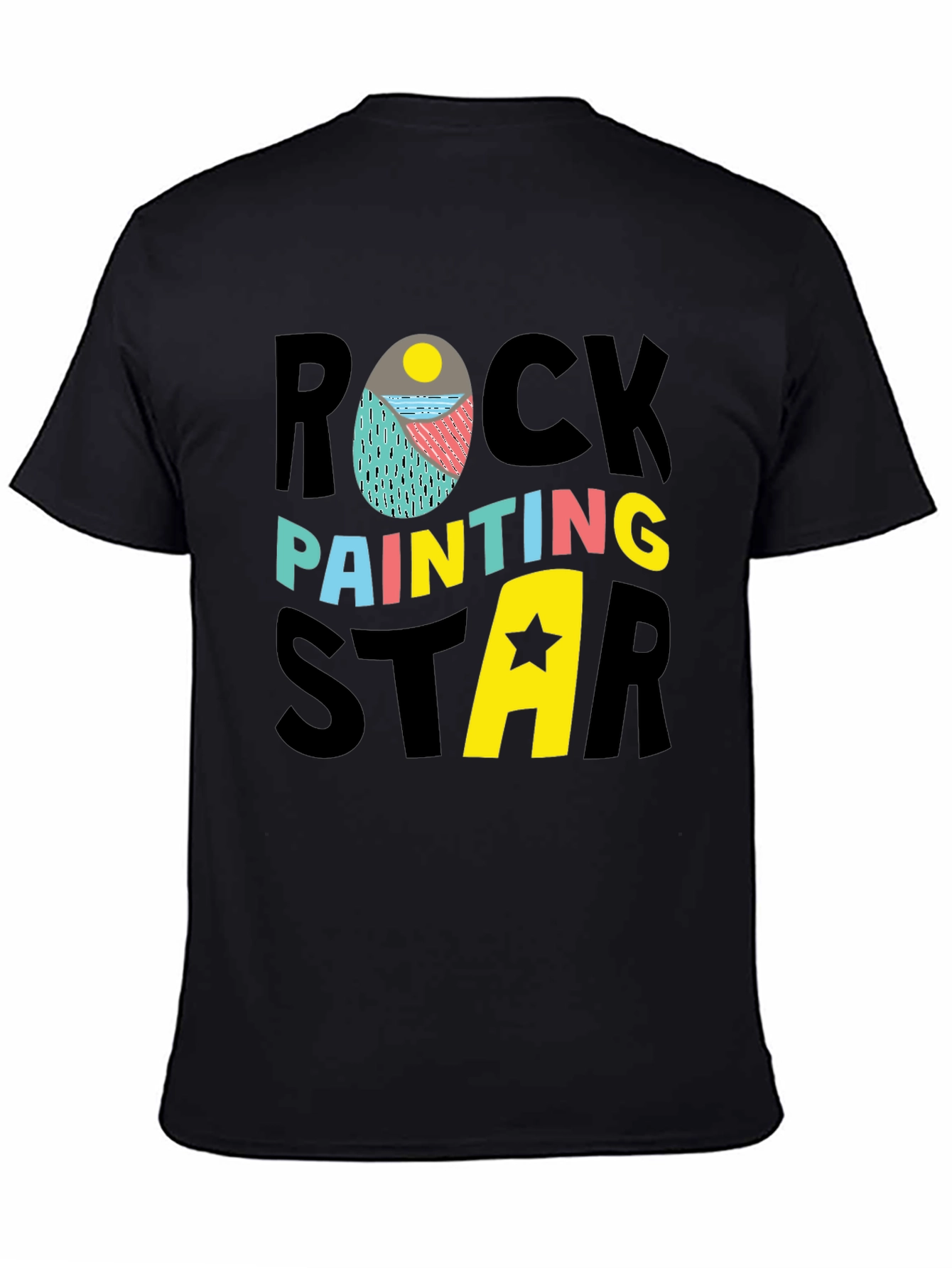 Rock Painting Star Graphic Tee - Black