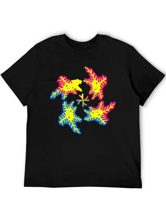 Funky Snowflake Smile T-Shirt - Black Cotton Tee