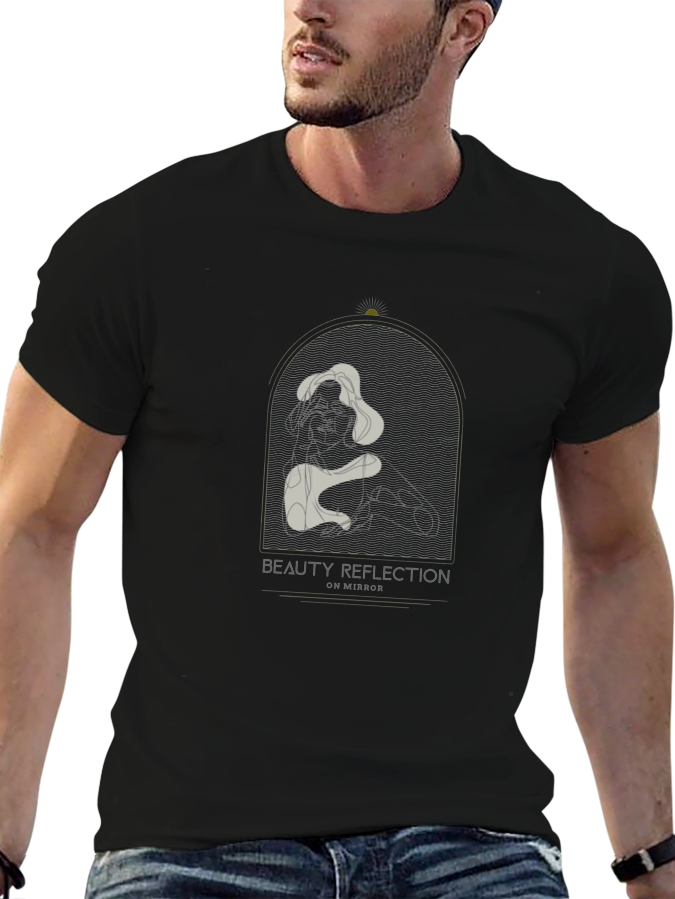 Beauty Reflection Graphic Tee - Black Cotton