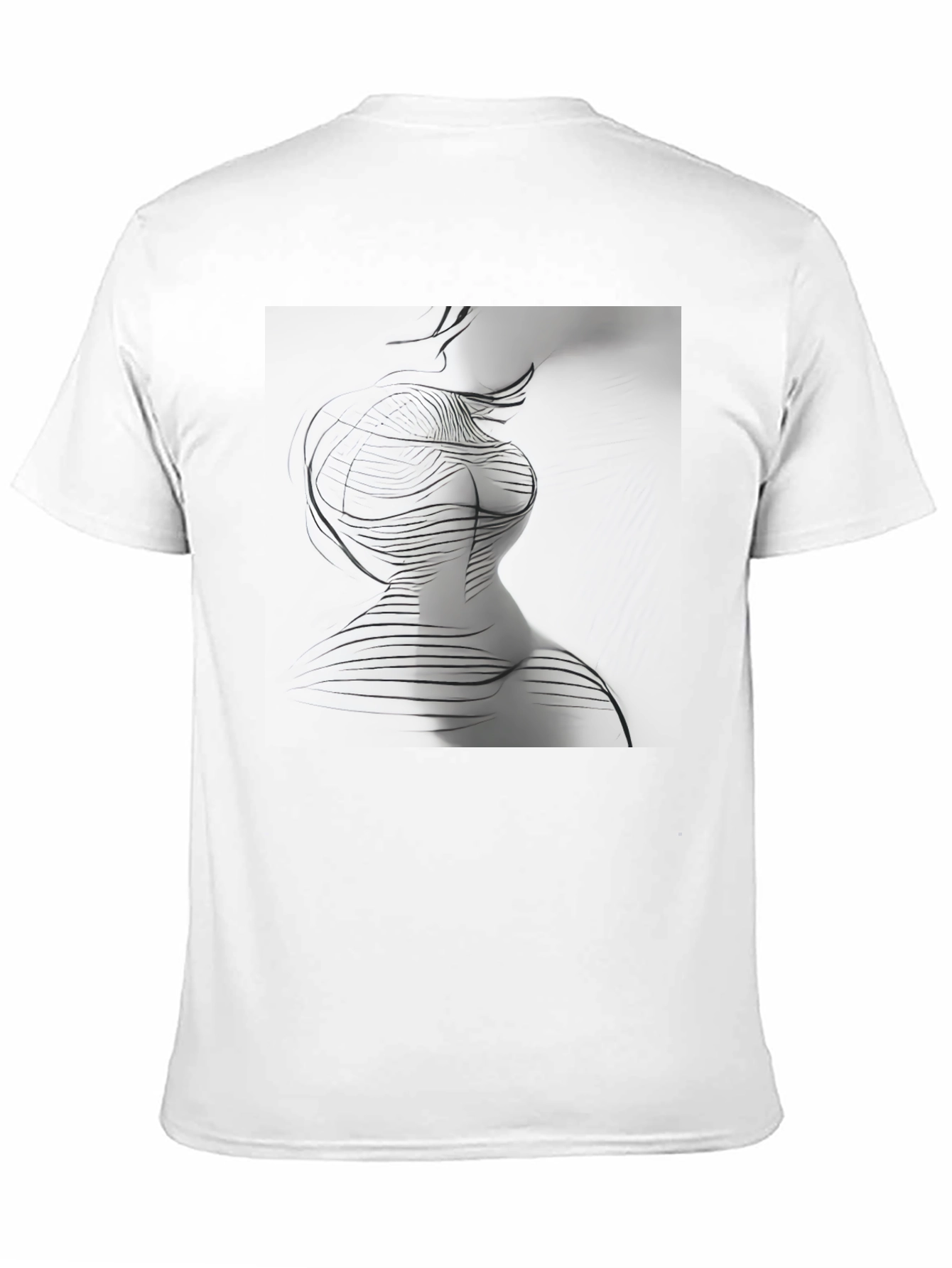 Abstract Line Art Print Black Crew Neck T-Shirt